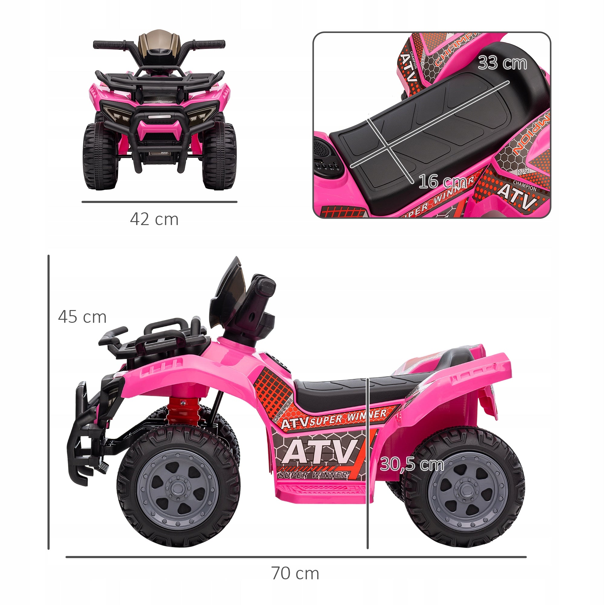 Electric motorcycle for children HOMCOM, pink, 70x42x45 cm Maximum speed 2 km/h