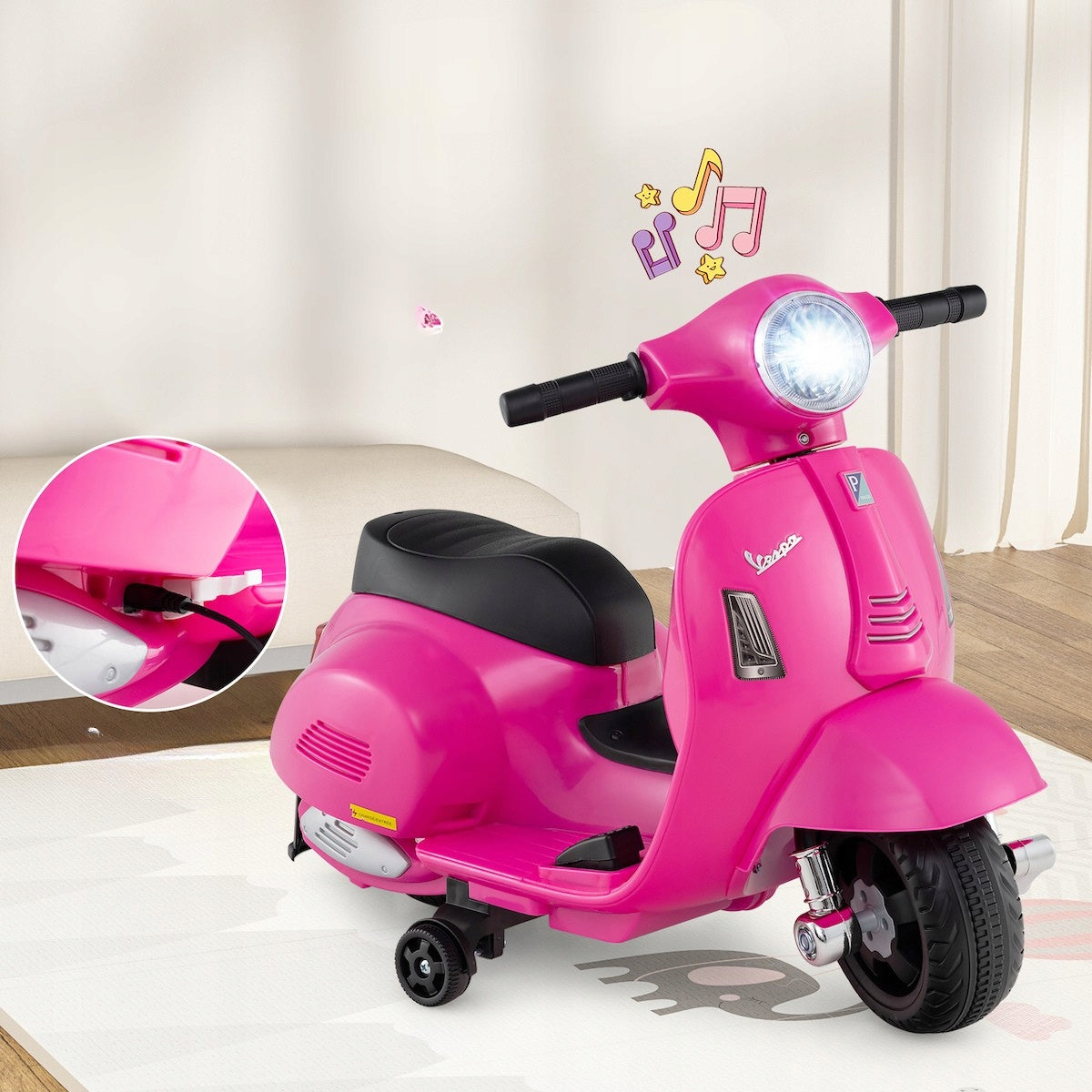 Electric motorcycle for children battery motor 6V wheels pink vespa Packaging status original