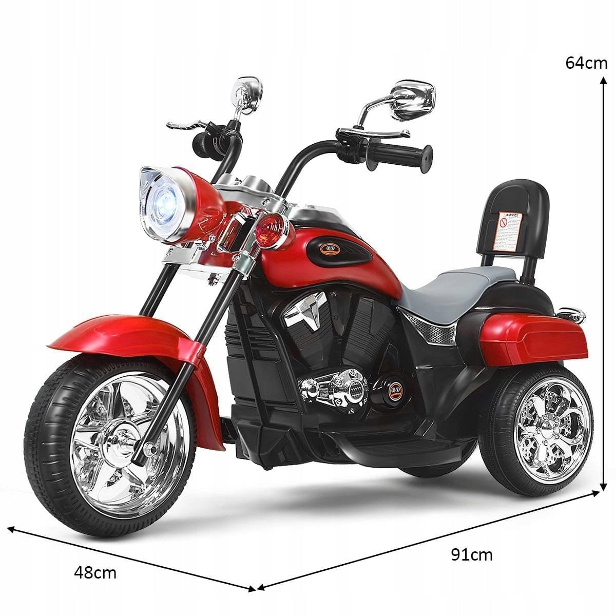 Electric motorcycle for children red chopper up to 30 kg 3 km/h Manufacturer code TY327686DE-RE