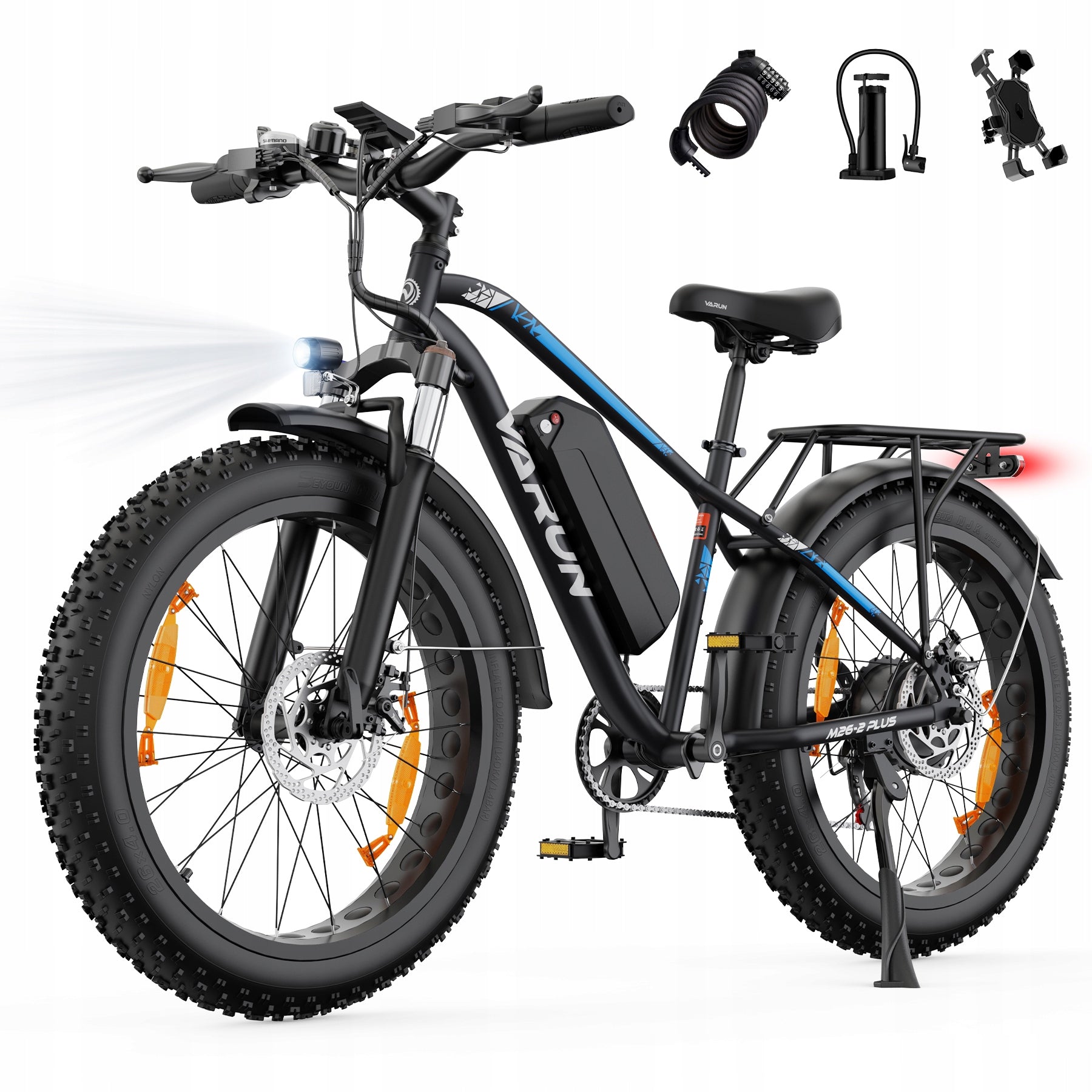 Electric mountain bike VARUN M26-2 PLUS 26X4'' 250W 25KM/H 48V 18AH 160HP