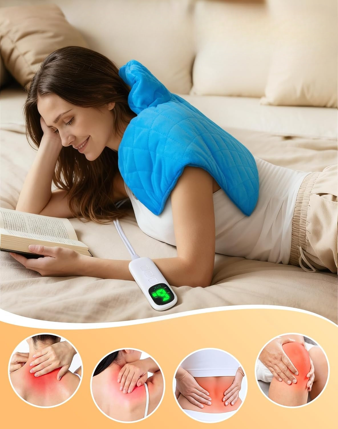 Electric pillow warming for neck and shoulders blue soft timer Medical device type accessories for a medical device or a product without an intended medical purpose