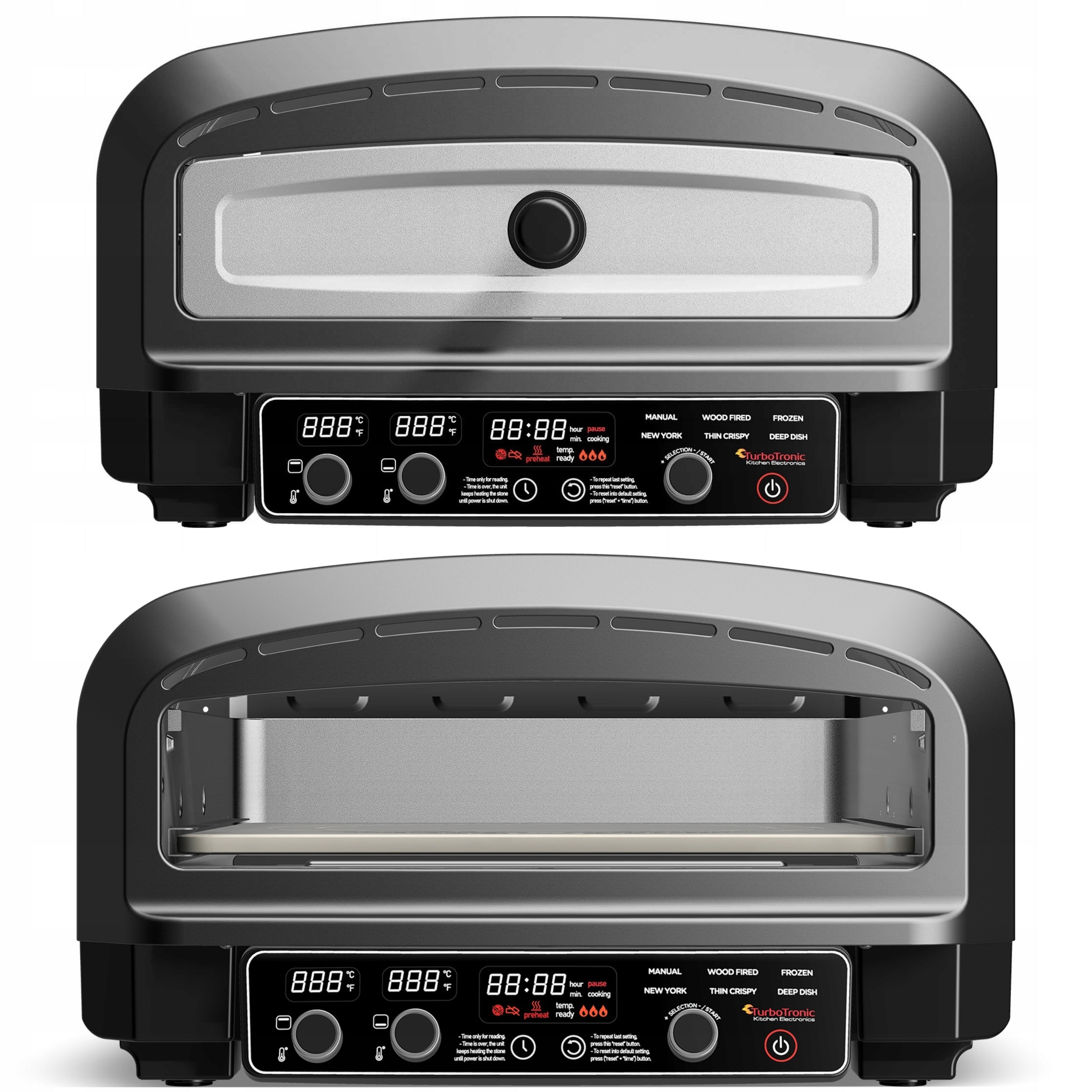 Electric pizza oven 2200 W 450°C with chamotte stone 37 cm shovel Manufacturer code TT-PO14