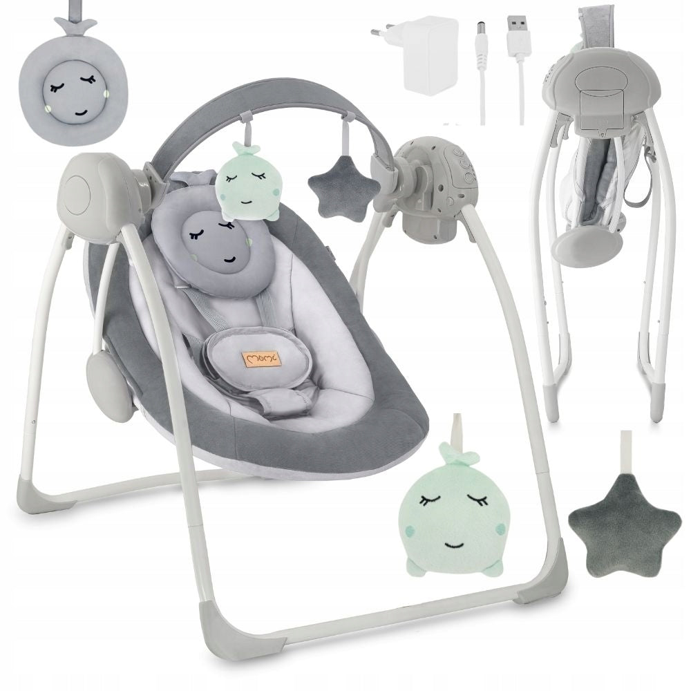 Electric rocker MoMi LISS grey - lounger melodies vibration toy
