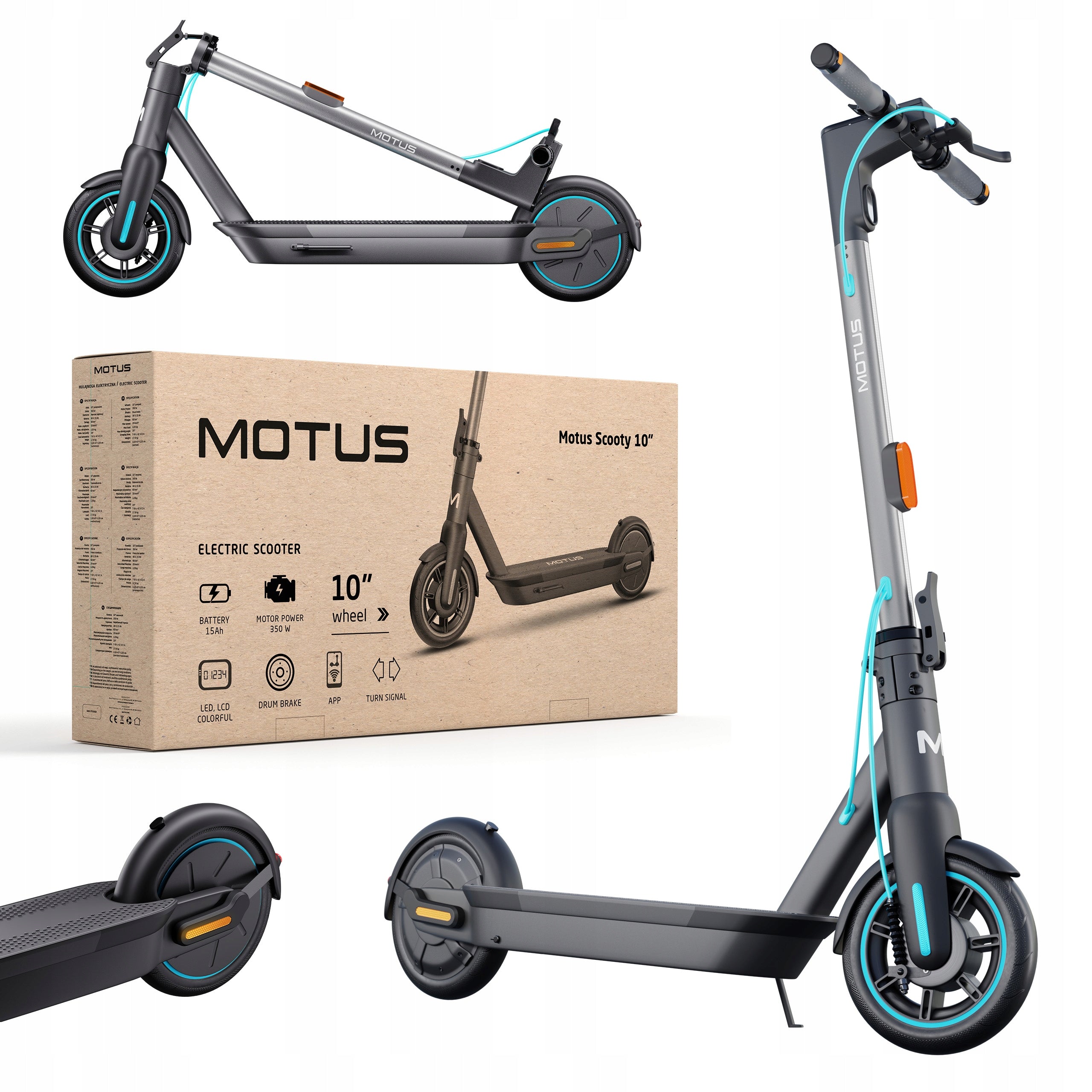 Electric scooter Motus Scooty 10 Long Way W 20 km/h 15Ah LCD 350W Model Hulajnoga elektryczna Motus Scooty LongWay