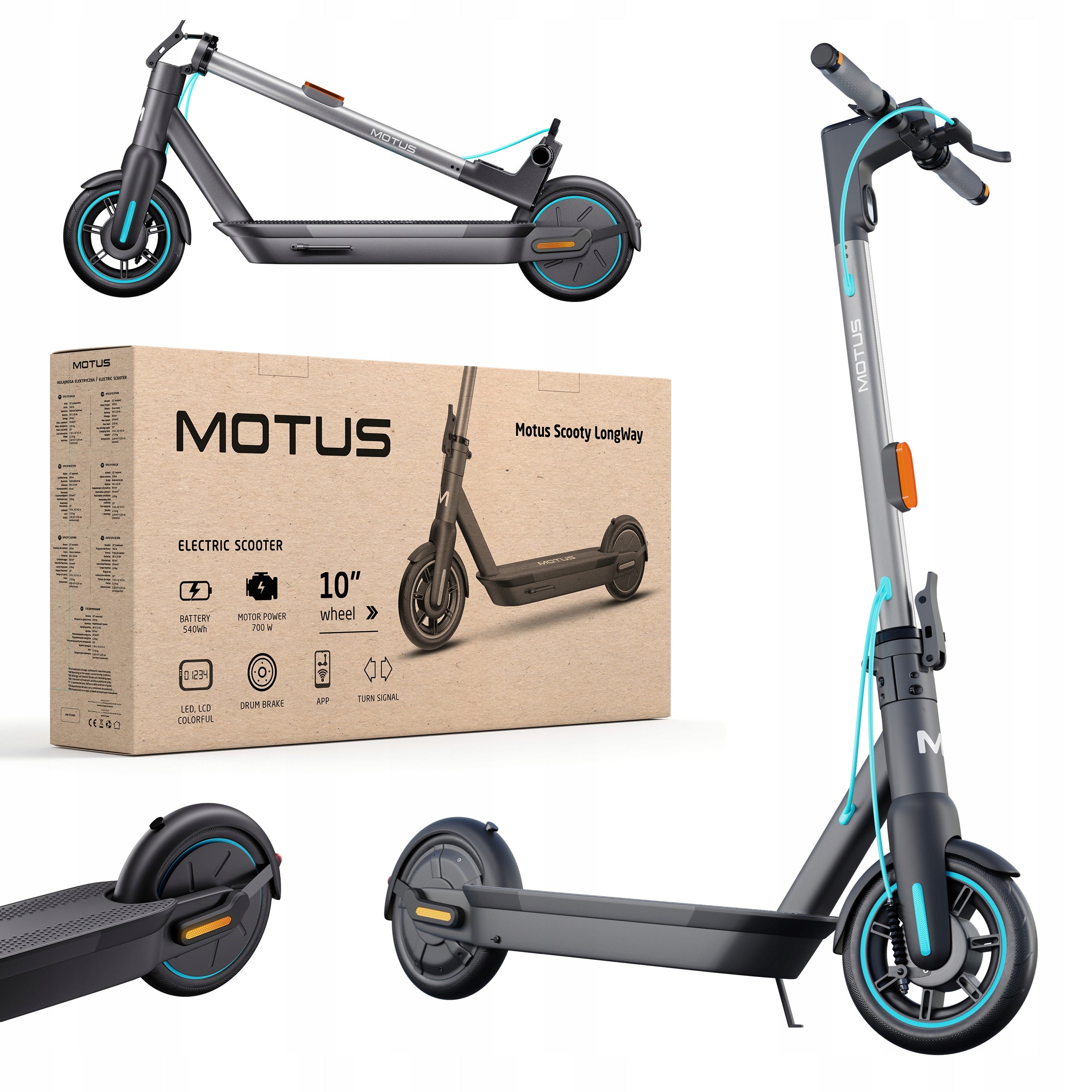Electric scooter Motus Scooty 10 Long Way W 20 km/h 15Ah LCD 350W