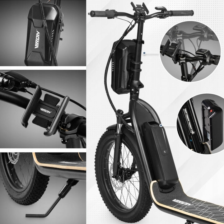 Electric scooter Viron Motors XI-1200-S 500W LED Range up to 50km 12,5aH Weight 23 kg