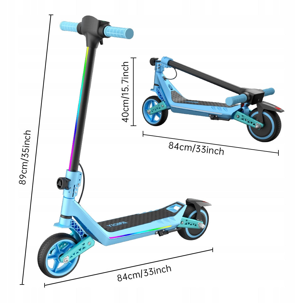 Electric scooter blue LED folding 2 wheels 130 W 16 km/h Engine power 130 W