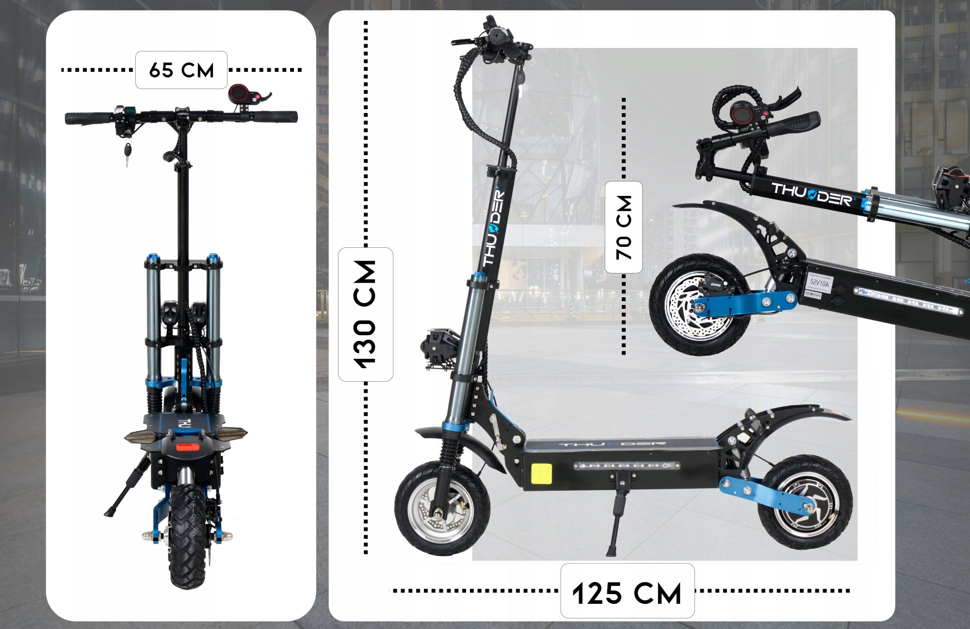 Electric scooter folding THUNDER SPARK 1600W 48V 10Ah range 30km PRO Model 10AH-SPARKK