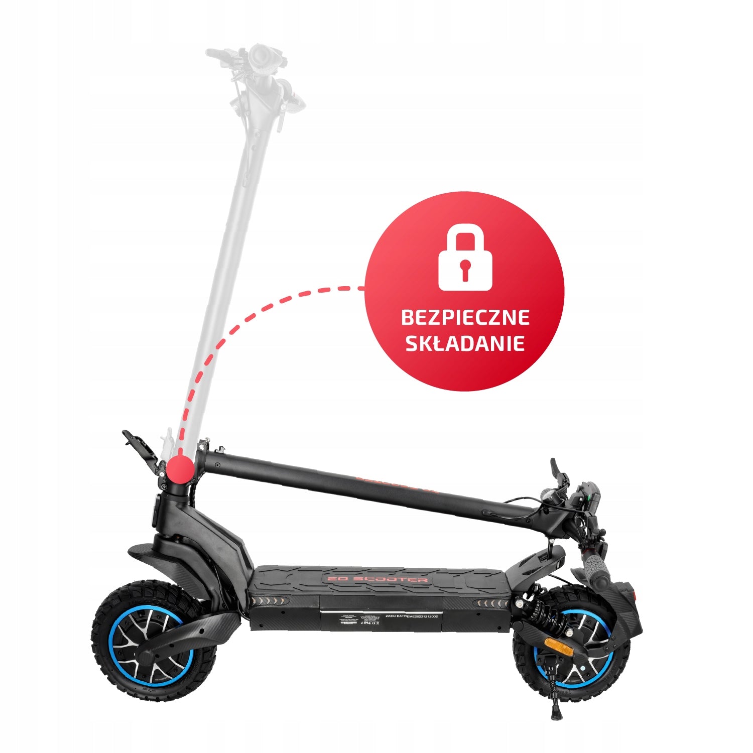 Electric scooter with application range 60 km 4 speed modes 2x800W Color black