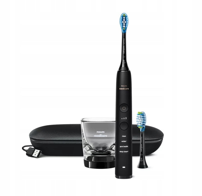 Electric toothbrush Philips Sonicare 9000 DiamondClean black +GLASS