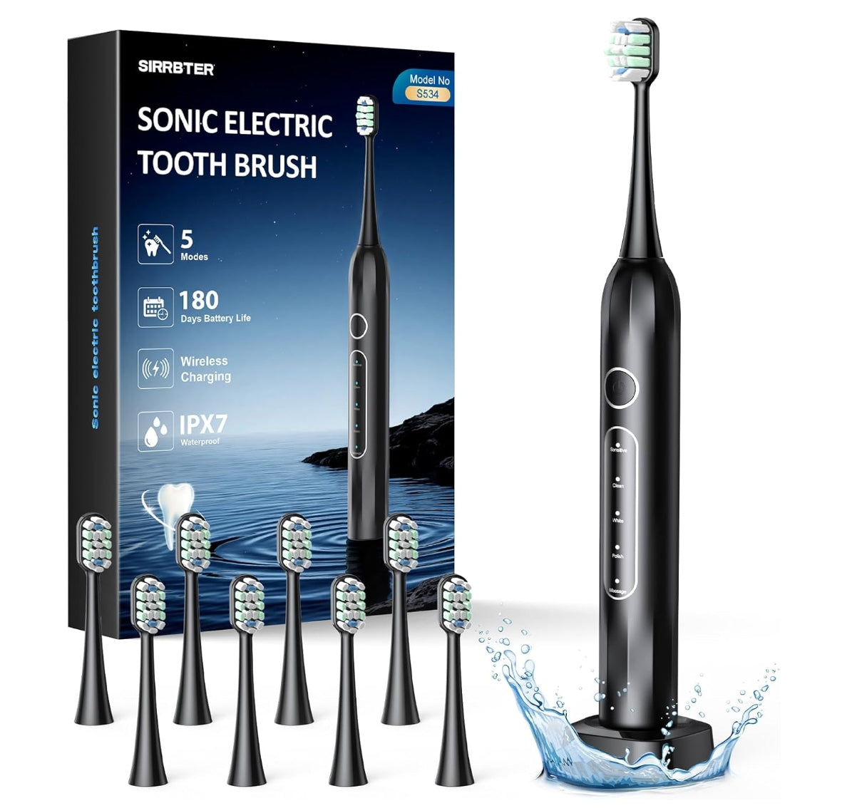 Electric toothbrush, adult toothbrushes 5 modes 8 heads
