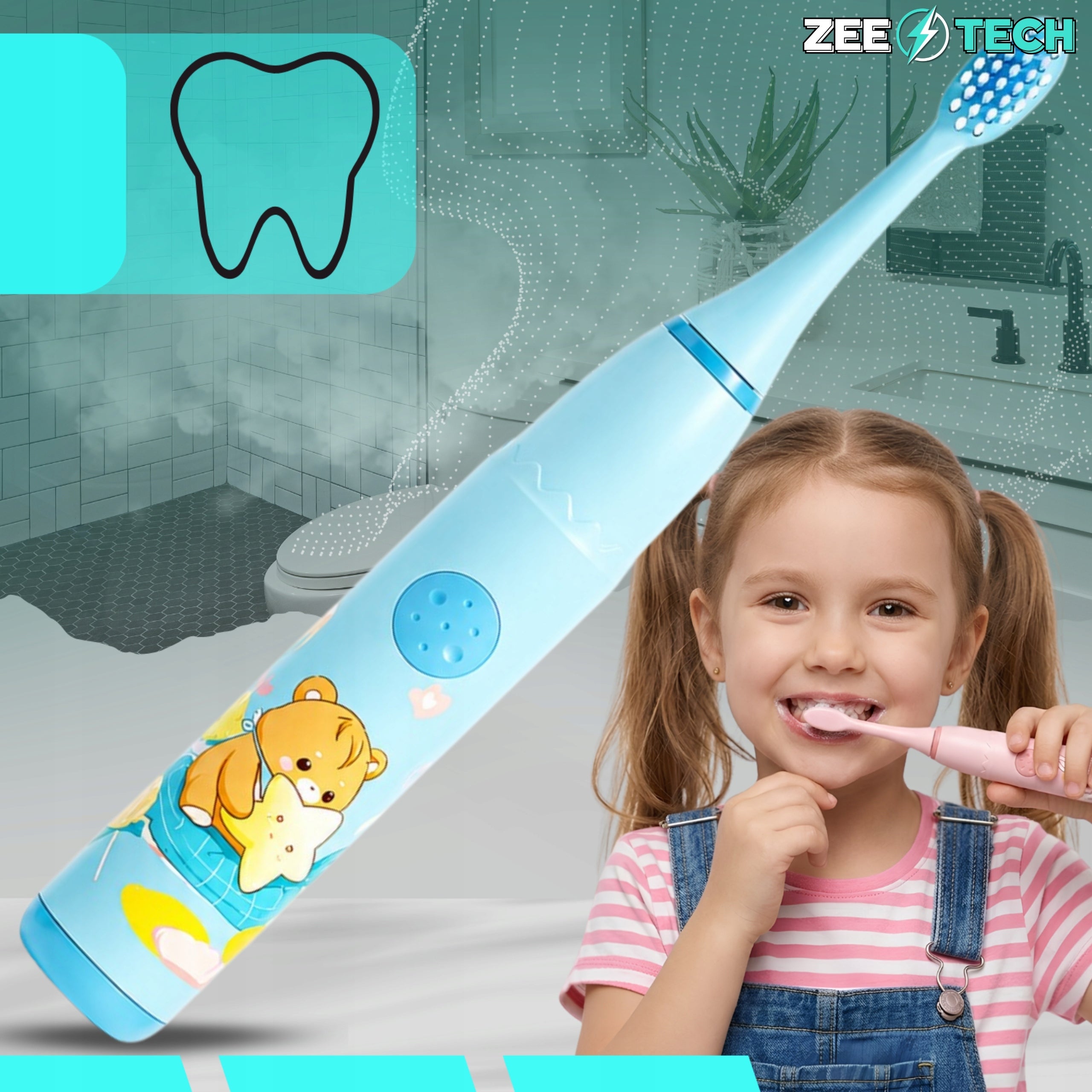 Electric toothbrush for children sonic teeth 4 modes + 8 tips Manufacturer code Szczoteczka elektryczna do zębów dla dzieci