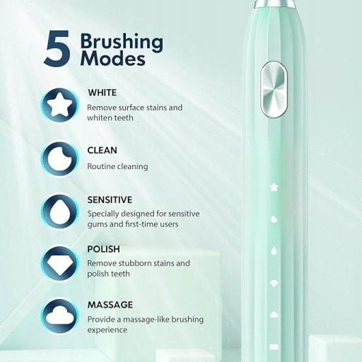Electric toothbrush with 5 cleaning modes and 9 heads Manufacturer code 566186