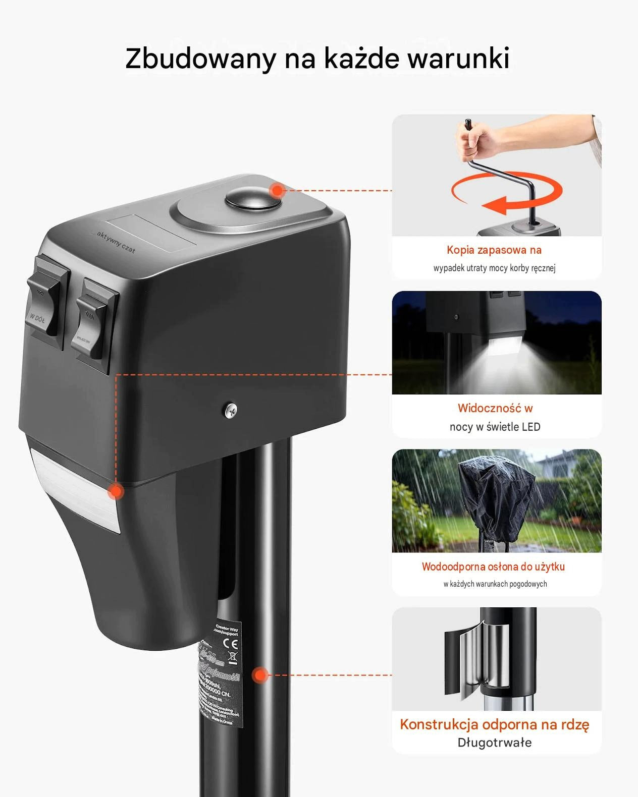 Electric trailer lift strong 2268kg 12V LED 230 686mm LED lamp Manufacturer code 5907021479417
