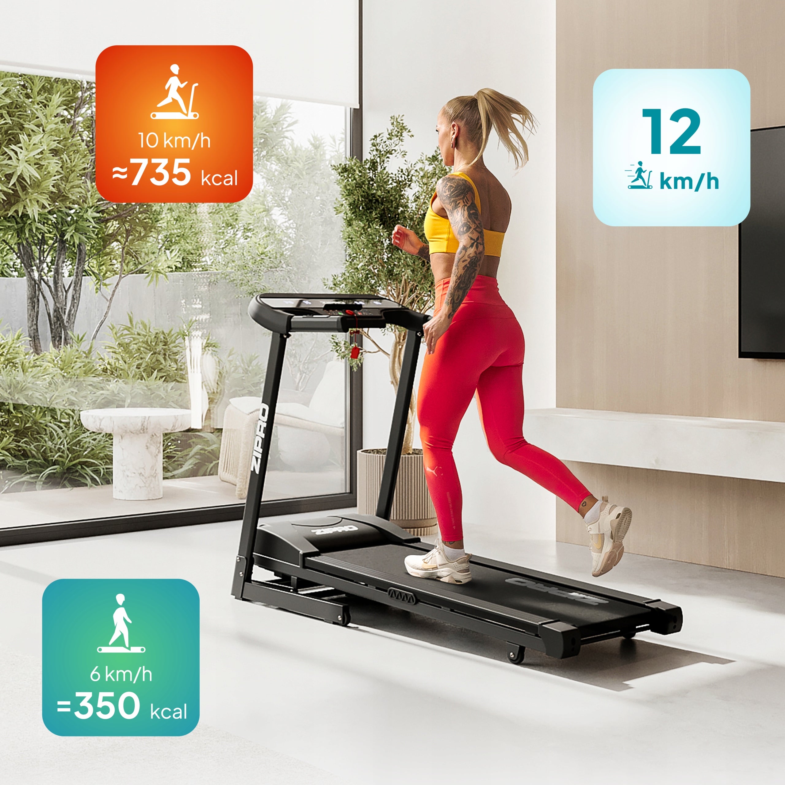 Electric training treadmill with inclination angle adjustment - Pulse Zipro Kind electric