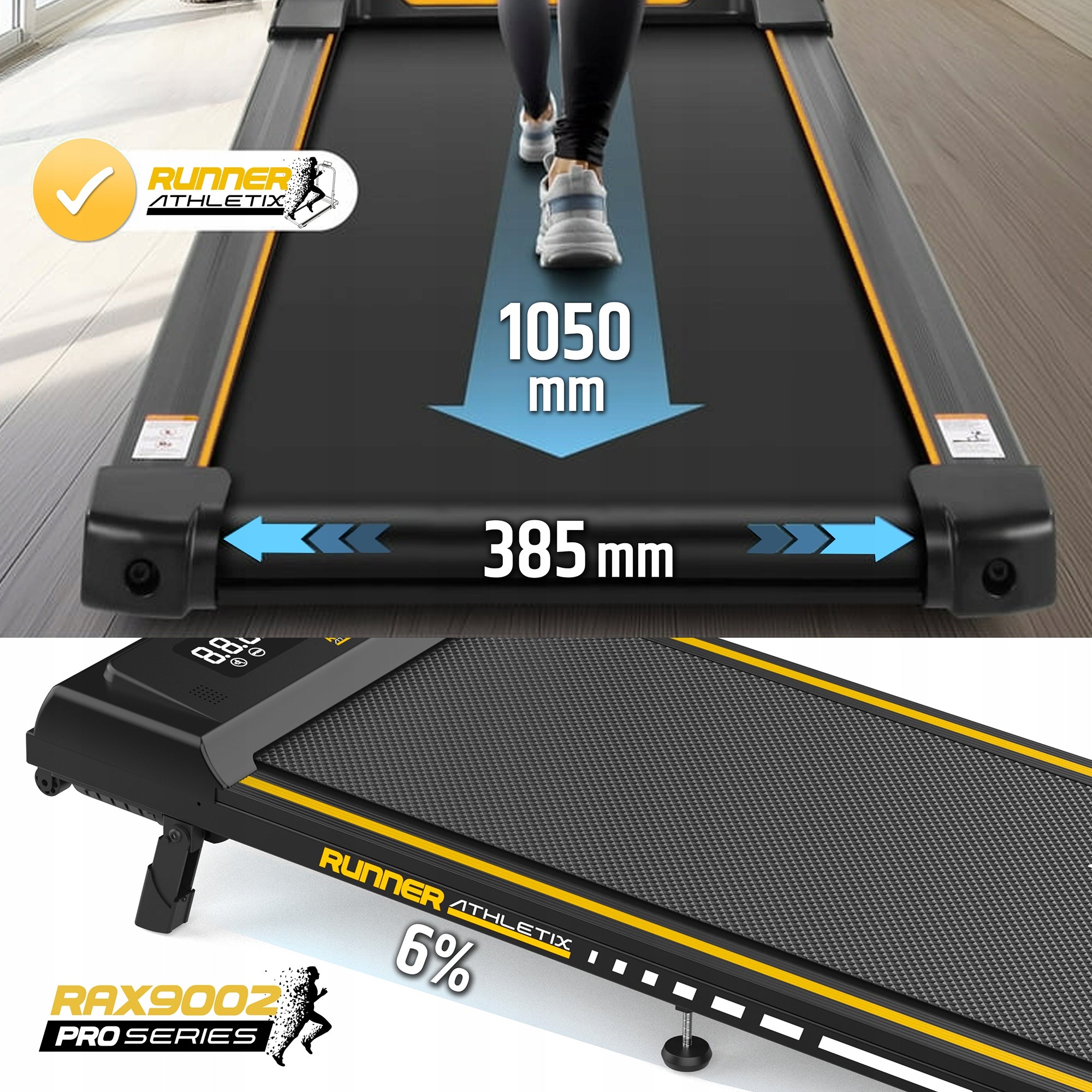 Electric treadmill 12km/h home Walkingpad LARGE DISPLAY QUIET RAX9002 Model RAX9002