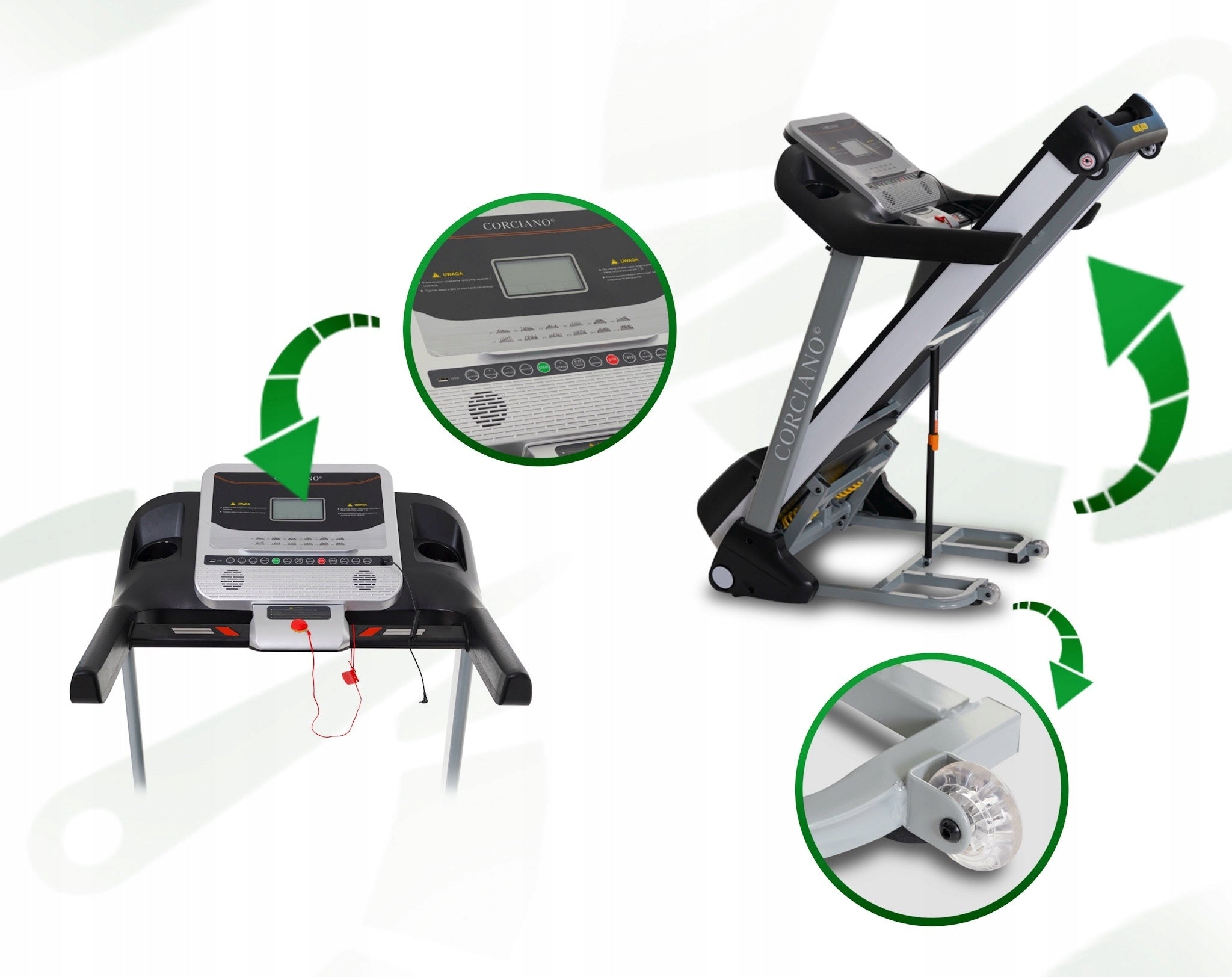 Electric treadmill Grande Corciano 20km/h 130kg Home Folding Auto lift Kind electric