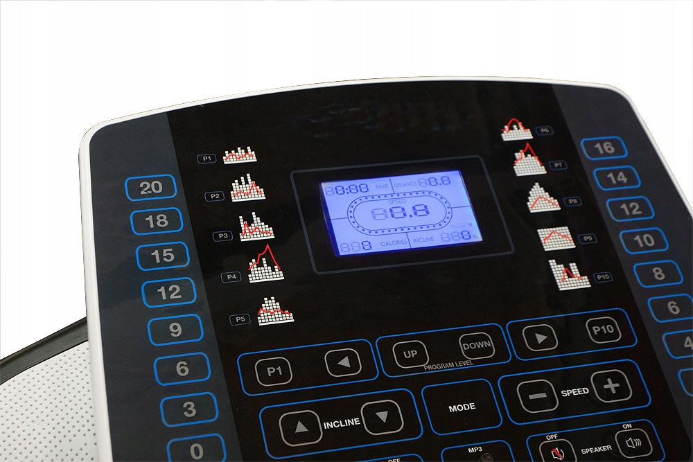 Electric treadmill Hertz Vario 100 up to 150 kg Additional features speakers keyboard shortcuts safety key transport wheels place for water bottle foldable training programs tilt angle adjustment touch sensors headphone jack display