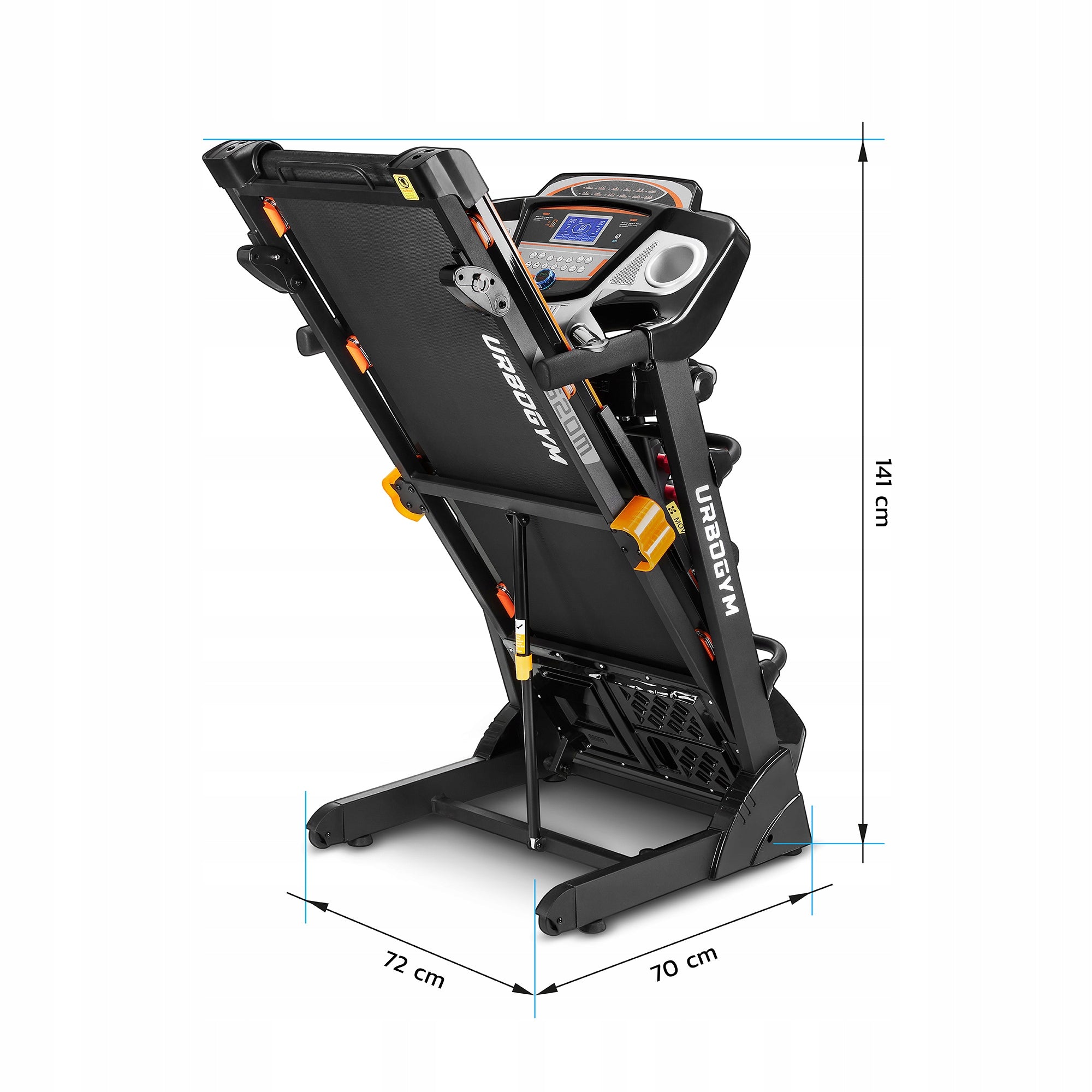 Electric treadmill UrboGym V620M OS Measurements training duration distance speed pulse burned calories