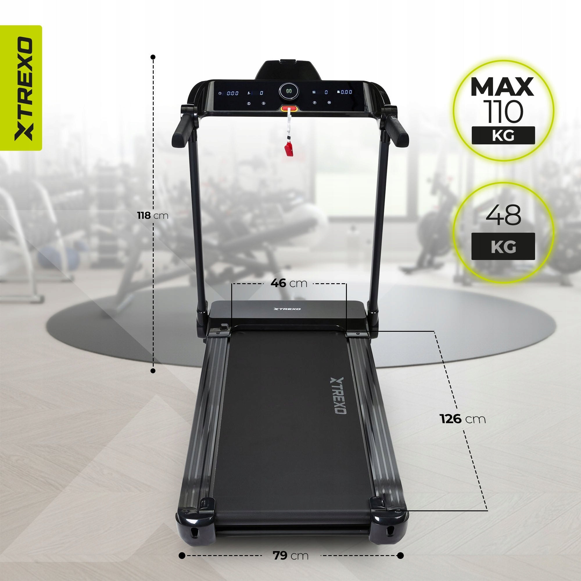 Electric treadmill XTREXO TXO-X250-B FOLDING ANGLE ADJUSTMENT 1-16 km/h Packaging status original