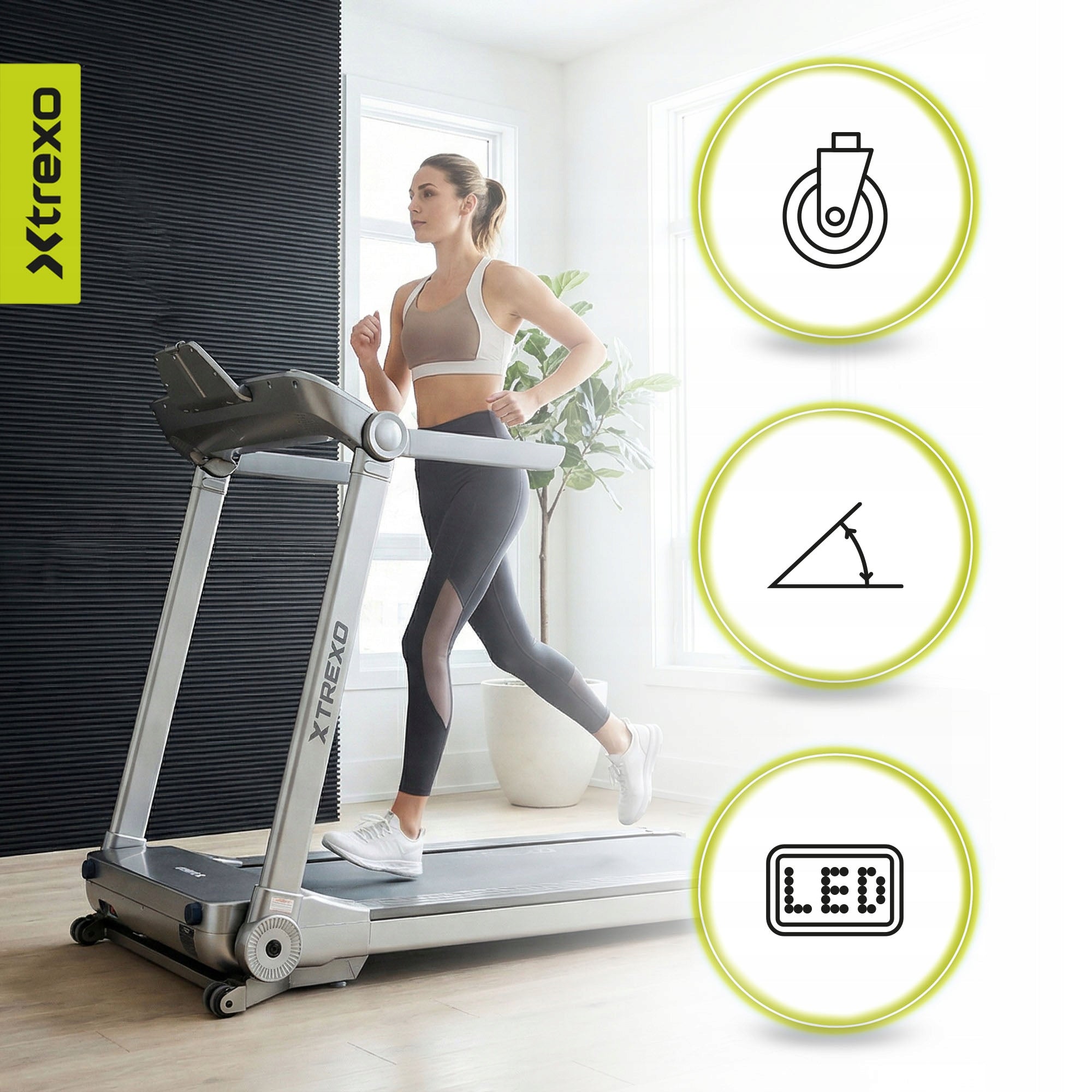 Electric treadmill XTREXO TXO-X250-S FOLDING ANGLE ADJUSTMENT 1-16 km/h Kind electric