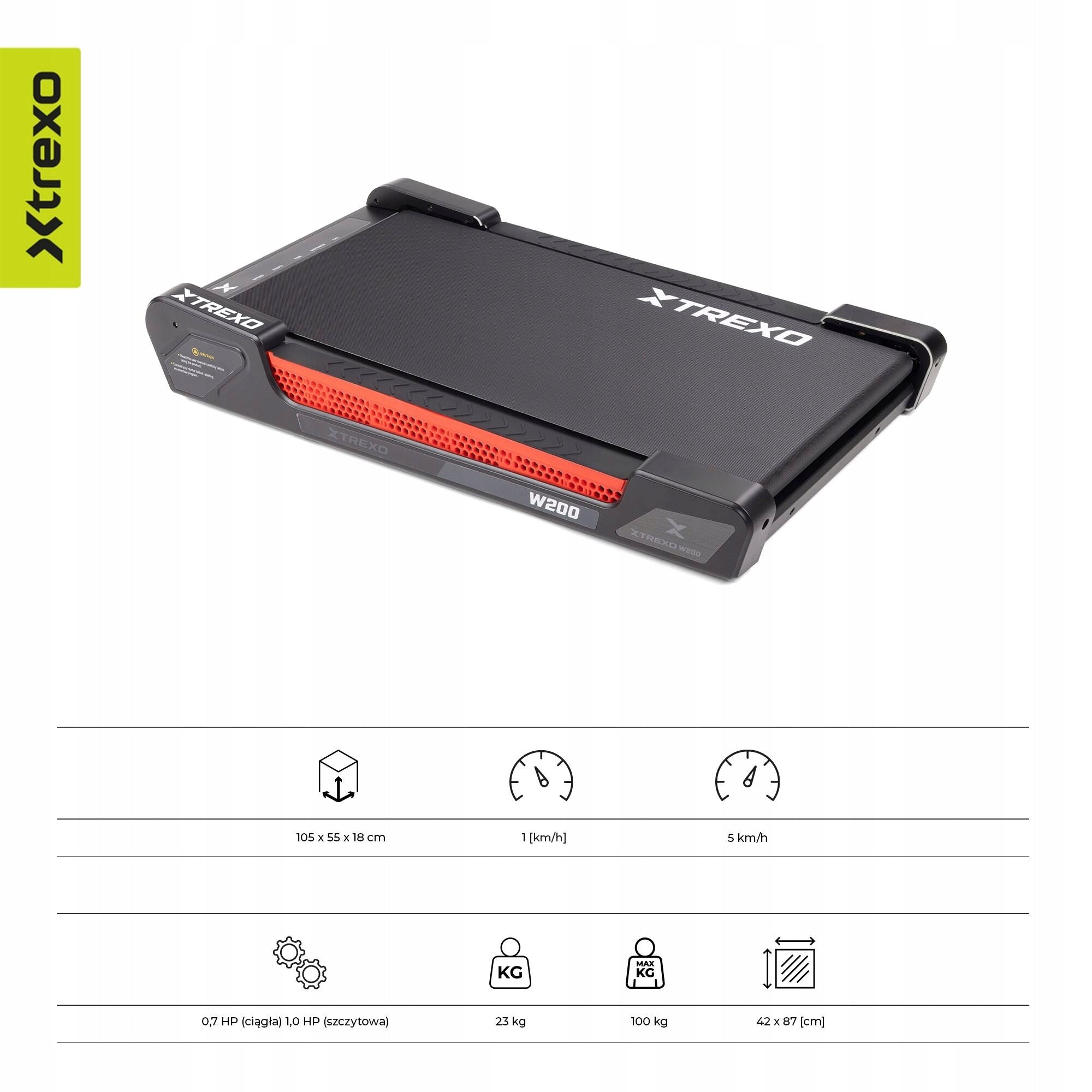 Electric treadmill XTREXO Walking Pad W200 105x55x18 Home 1-5 km/h Manufacturer code W200 TXO-W200