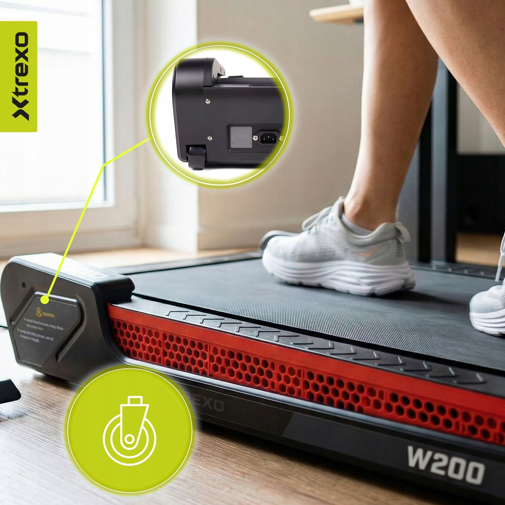 Electric treadmill XTREXO Walking Pad W200 105x55x18 Home 1-5 km/h Measurements training duration distance burned calories