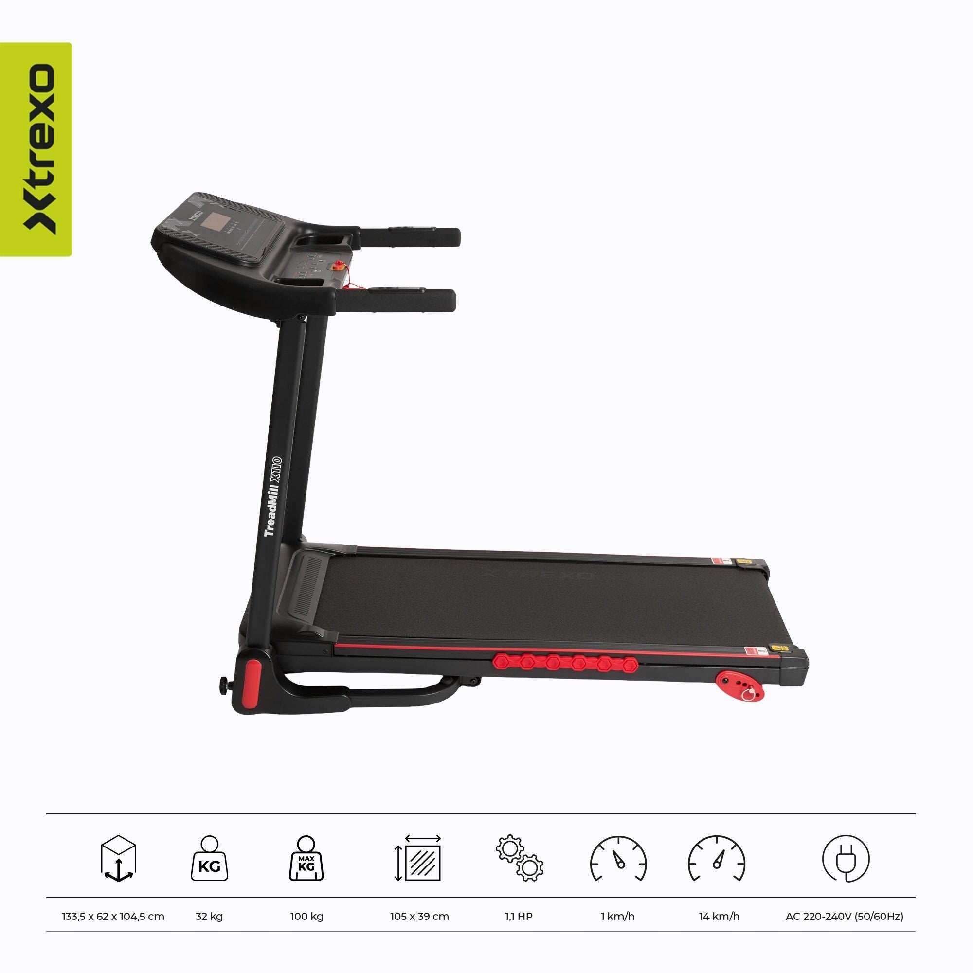 Electric treadmill XTREXO X110 black OS HOME ANGLE ADJUSTMENT FOLDING Brand Xtrexo