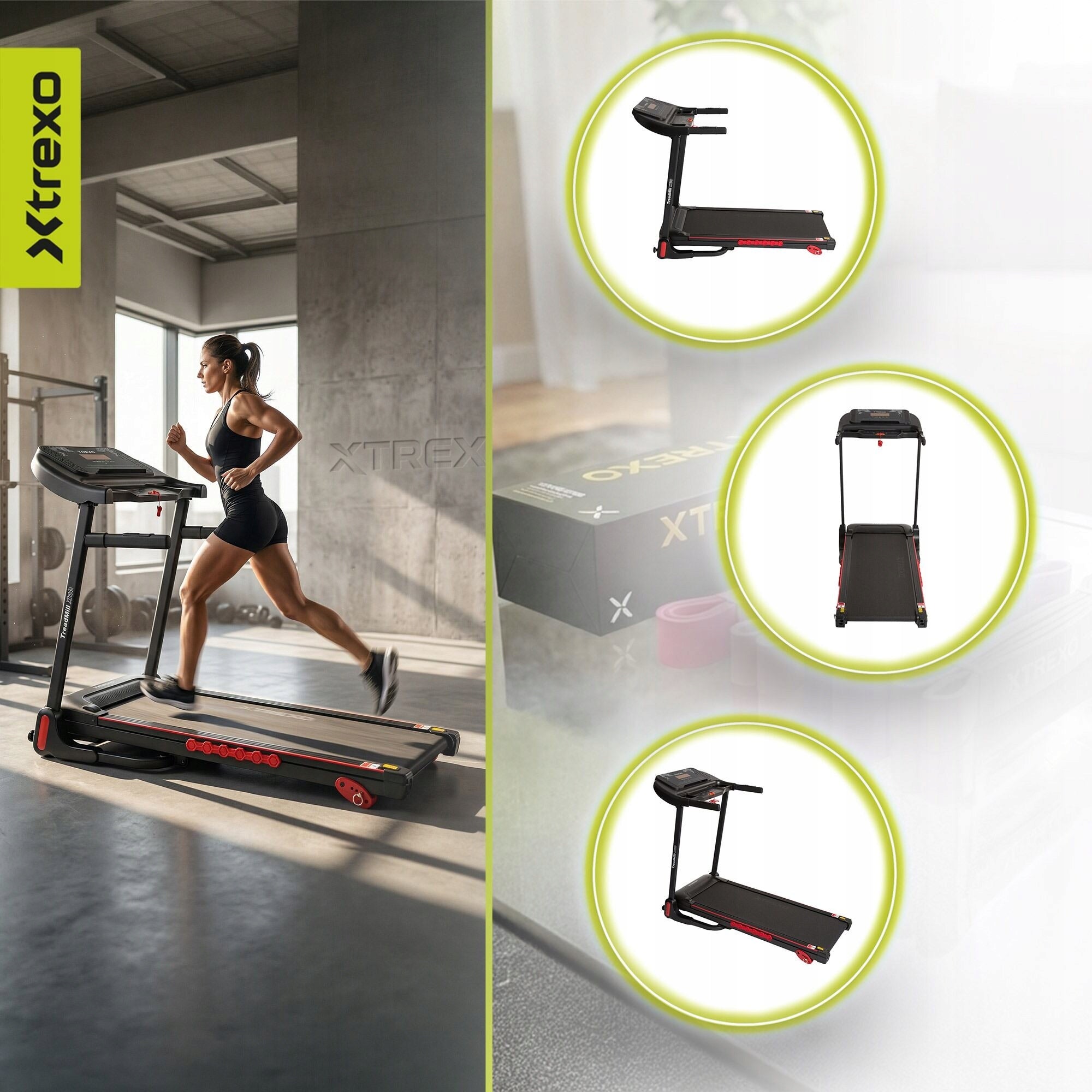 Electric treadmill XTREXO X110 black OS HOME ANGLE ADJUSTMENT FOLDING Kind electric