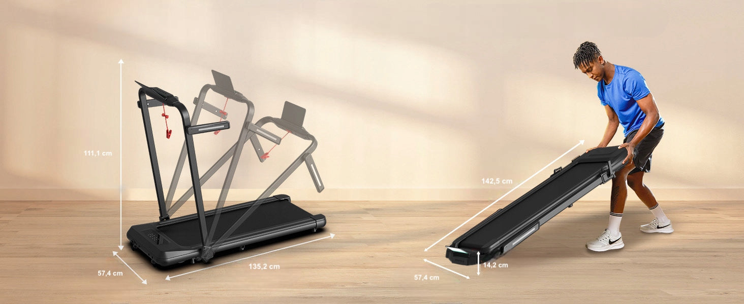 Electric treadmill folding under bed 1-15 km/h slope application 120kg Kind electric