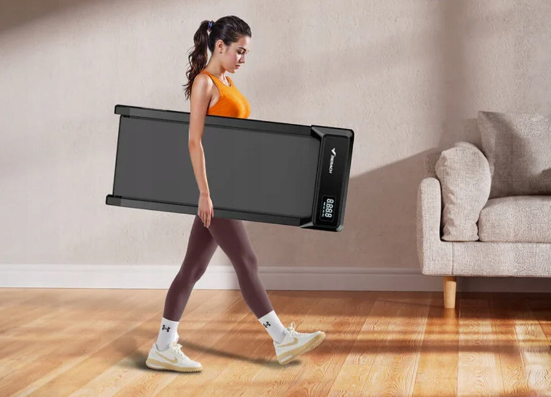 Electric treadmill for home work under desk Merach display remote control app Maximum user weight 120 kg