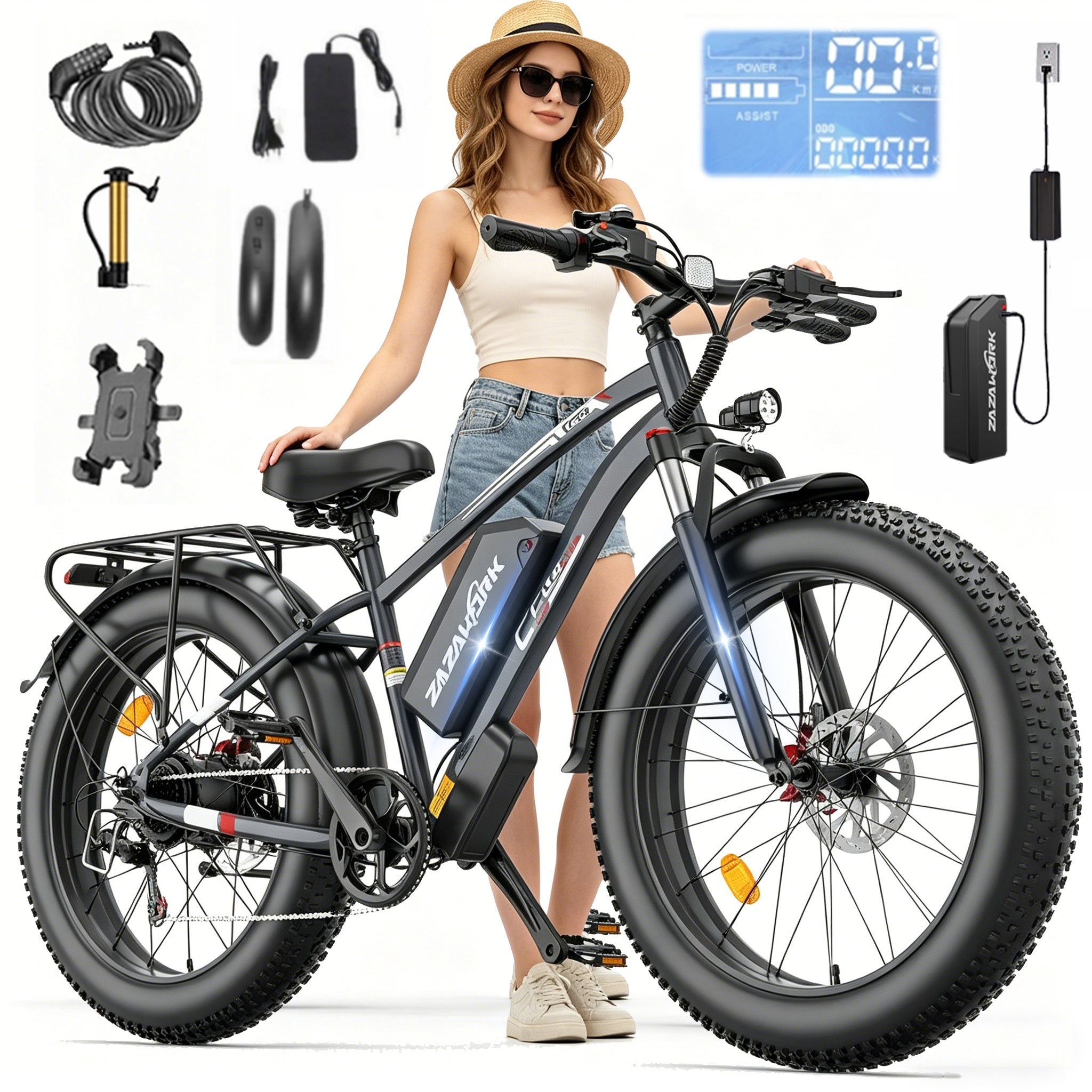 Electric vehicle ZAZAWORK CF26 1500W 20AH 50KM/H 120km 26"Thick Tyre PL
