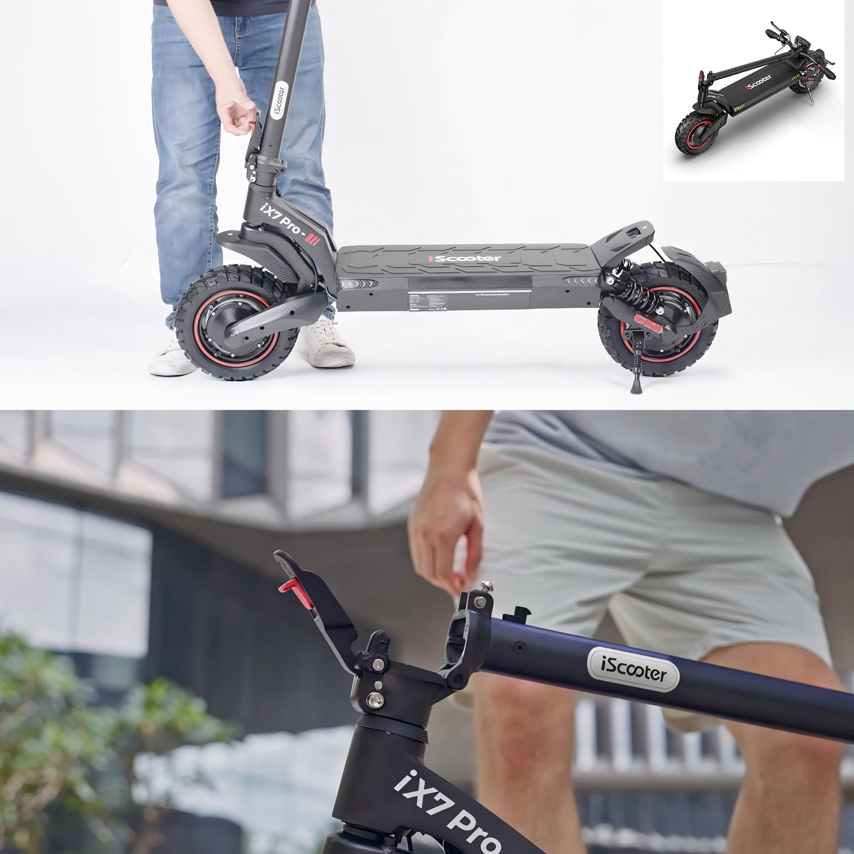 Electric vehicle iScooter iX7 Pro 2000 W 10'' black foldable with bluetooth Color black