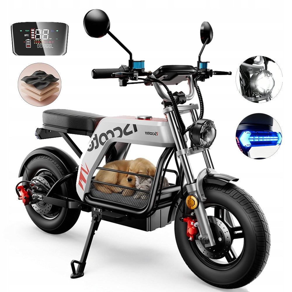 Electric vehicles iscooter DX5 PRO 2000W 52V 20Ah 60km/h 100km 17" NFC