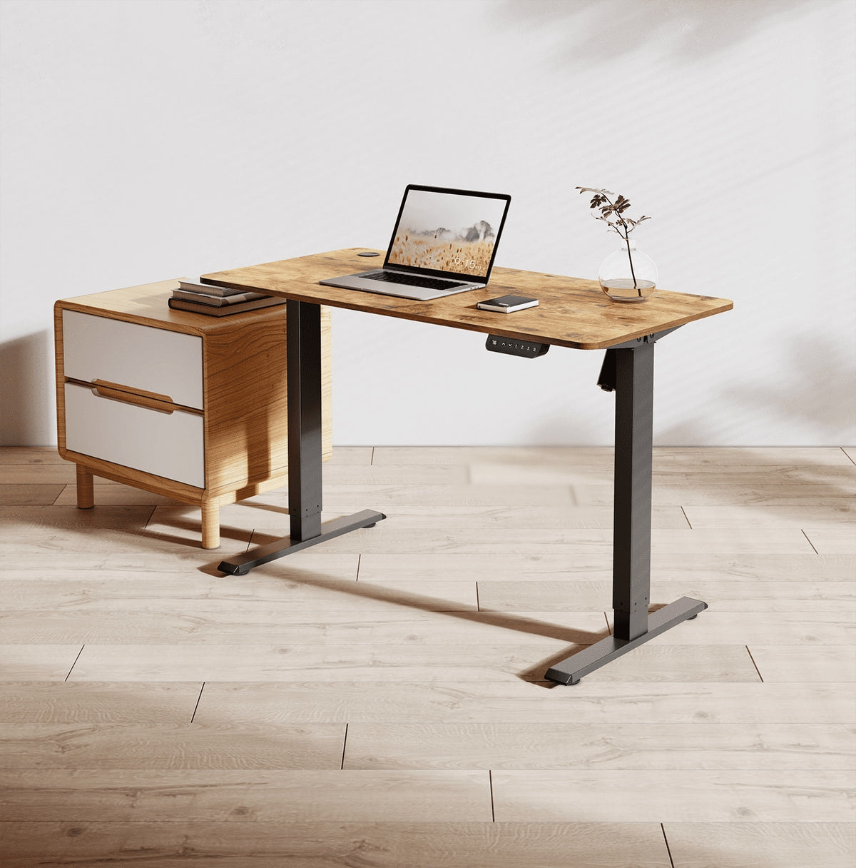 Electrically adjustable desk Spacetronik Moris 140 wood/black Brand Spacetronik