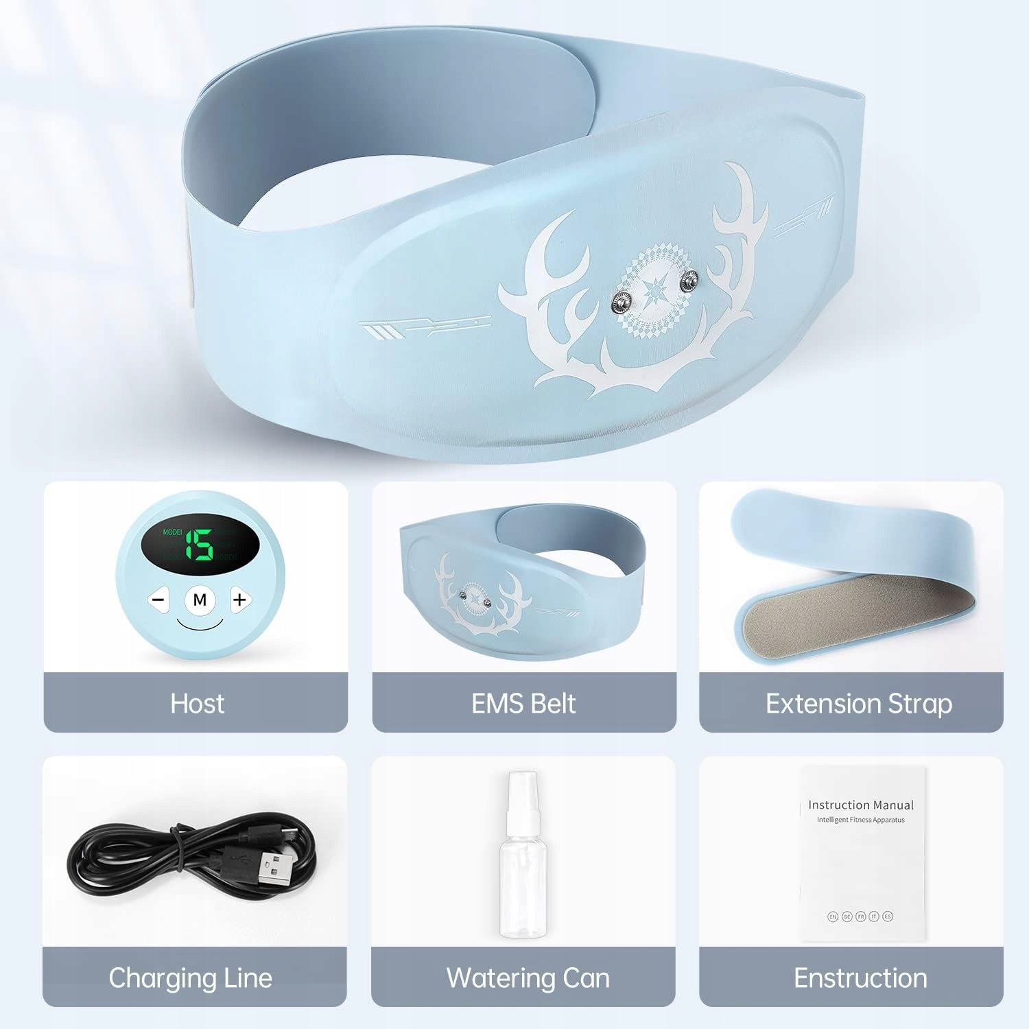ElectroStimulator Muscle Abdominal Slimming Belt EMS Hiviss Blue Clasp hook-and-loop