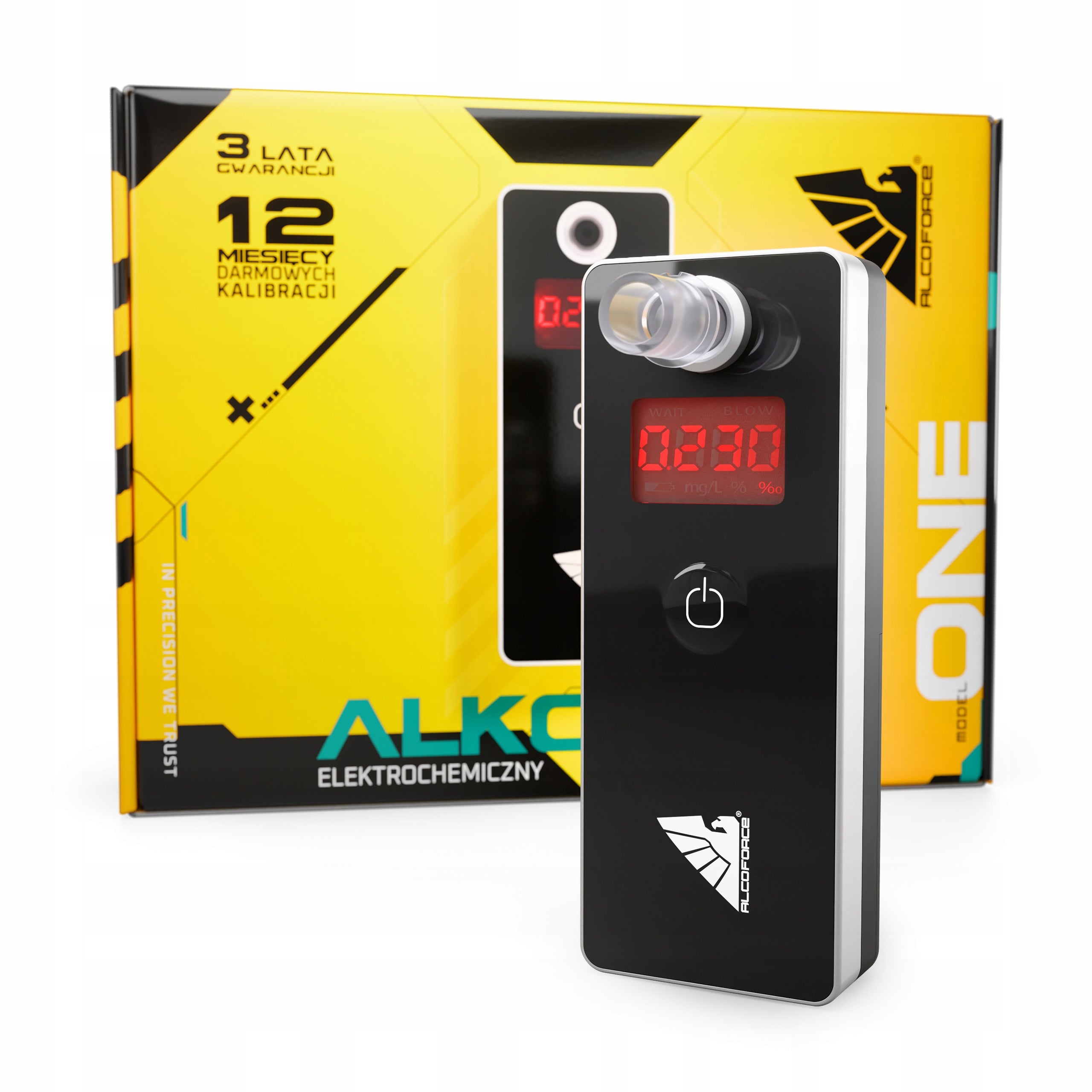 Electrochemical breathalyzer ALCOFORCE ONE - calibration, hologram