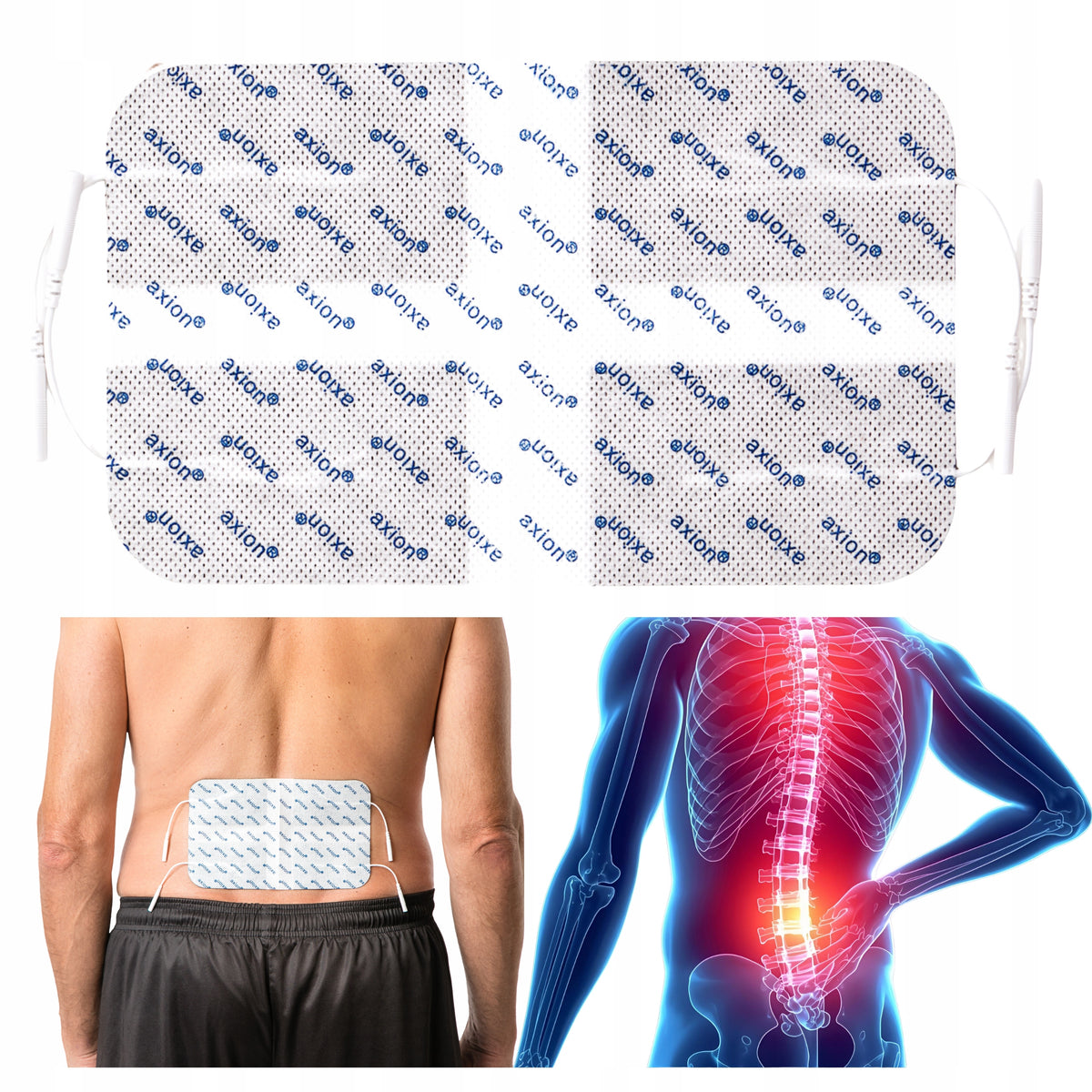 Electrode TENS EMS 4-pole 20x12 cm for lumbar spine cross PIN 2mm Packaging status original