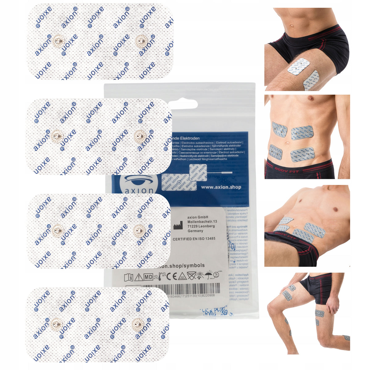 Electrodes for Compex SNAP 3.75 10x5 cm replacement SP FIT large TENS EMS 4 pcs. Packaging status original