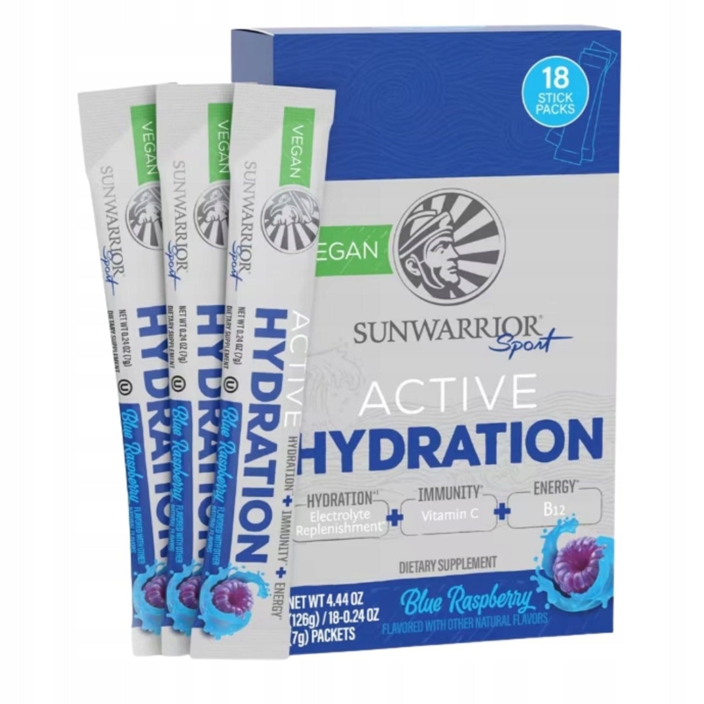 Electrolytes Sunwarrior Warrior Active Hydration Blue Raspberry 18 pieces