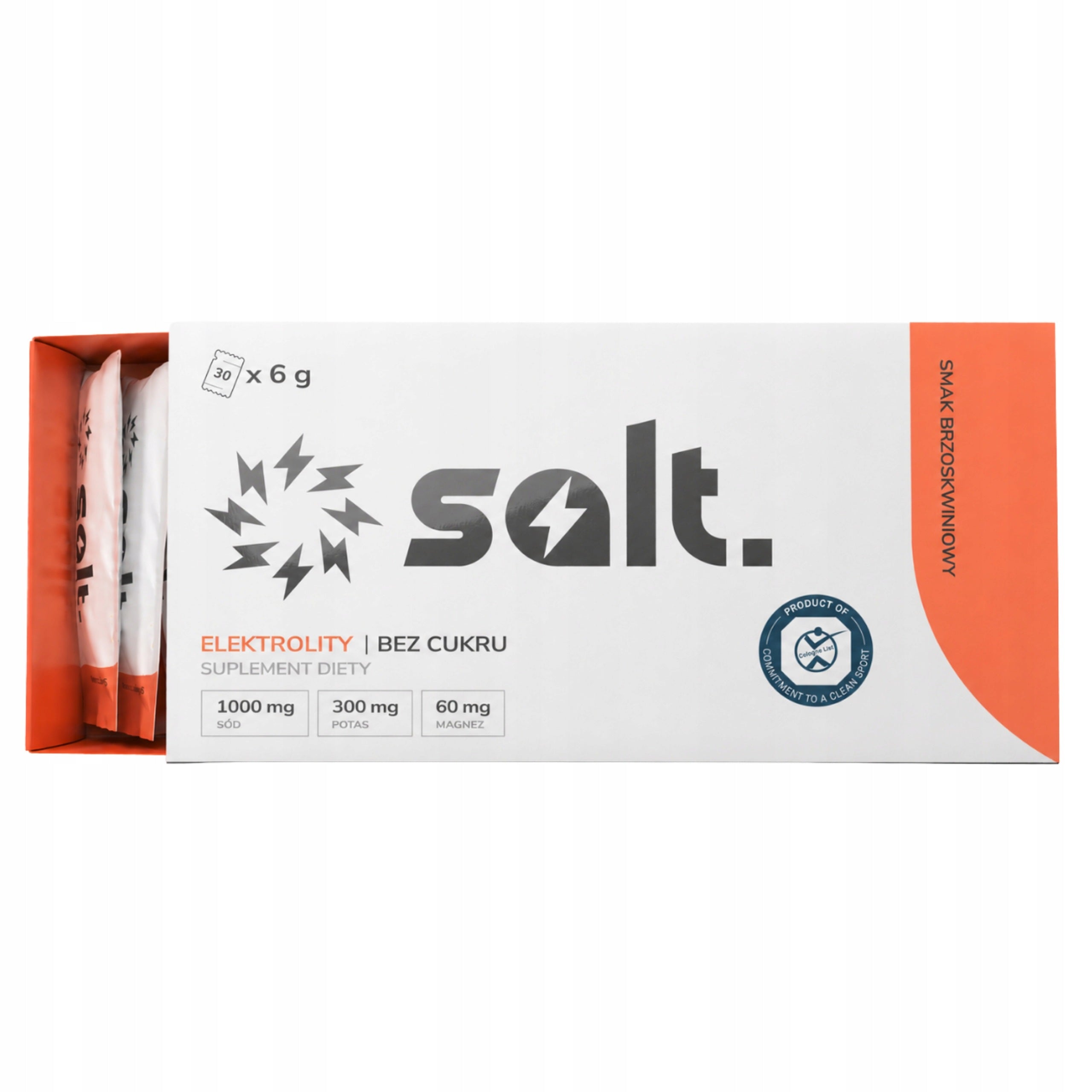 Electrolytes Without Sugar salt. Keto Magnesium Potassium Sodium Peach 30 Sachets Brand SALT