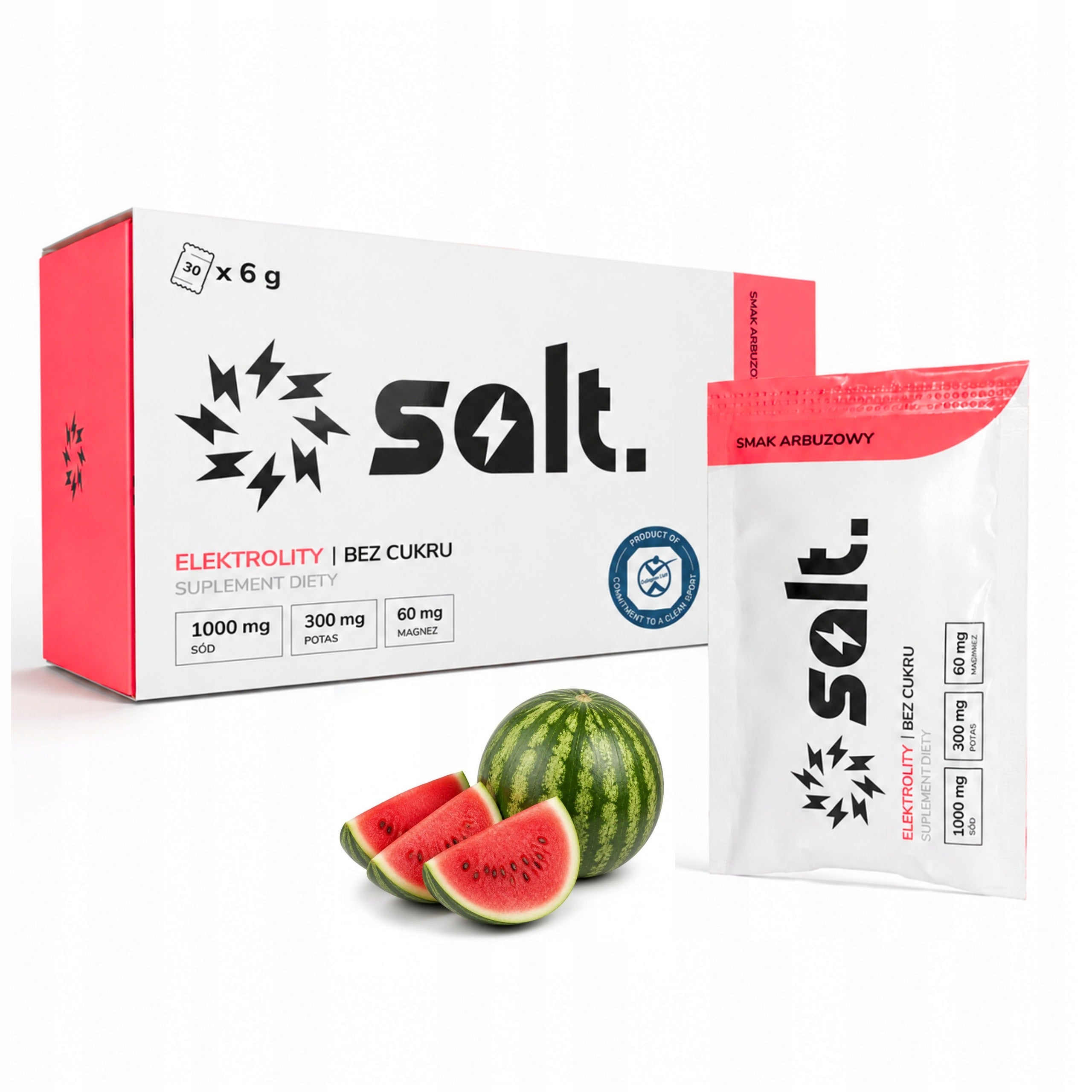 Electrolytes Without Sugar salt. Watermelon Magnesium Potassium Sodium - Keto - 30 Sachets