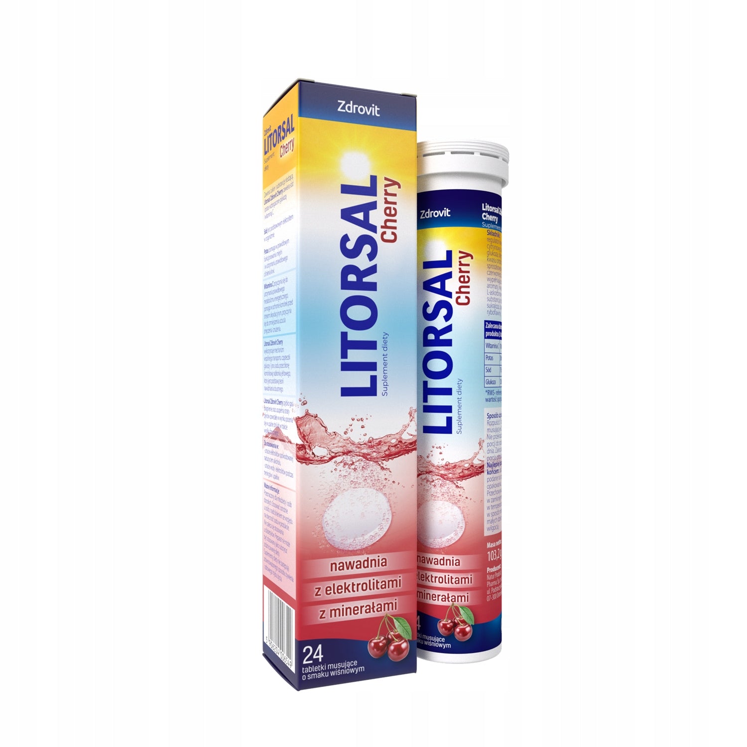 Electrolytes Zdrovit Litorsal cherry for hydration 24 effervescent tablets