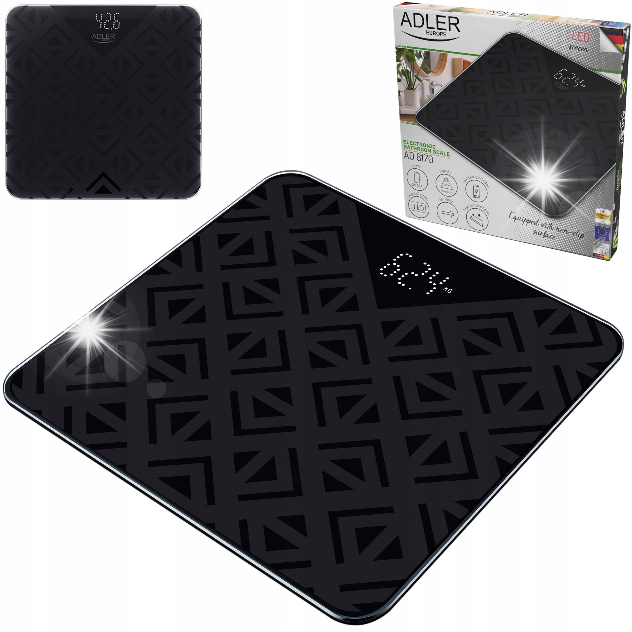 Electronic Bathroom Scale Up to 180kg LED ADLER