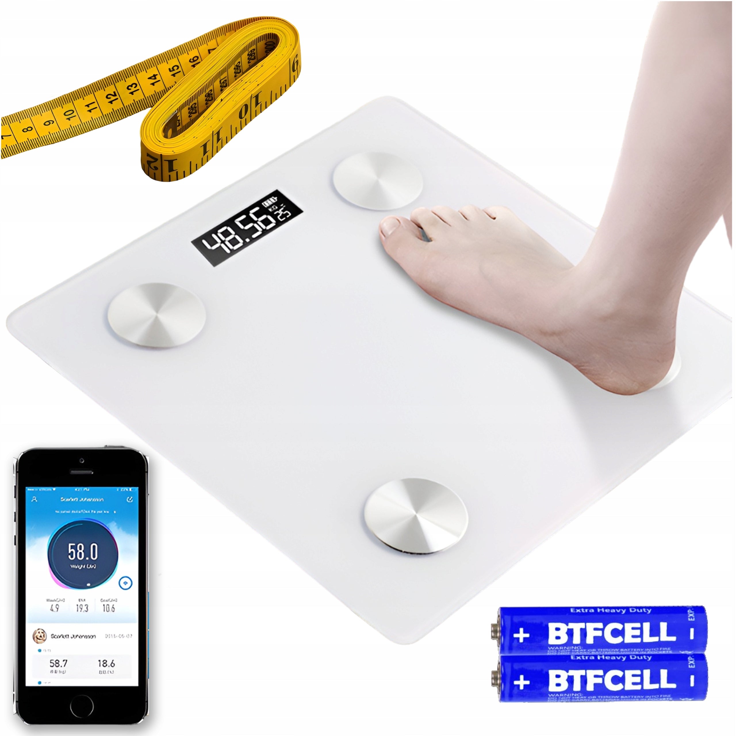 Electronic Bathroom Scale White Analytical LCD JW30