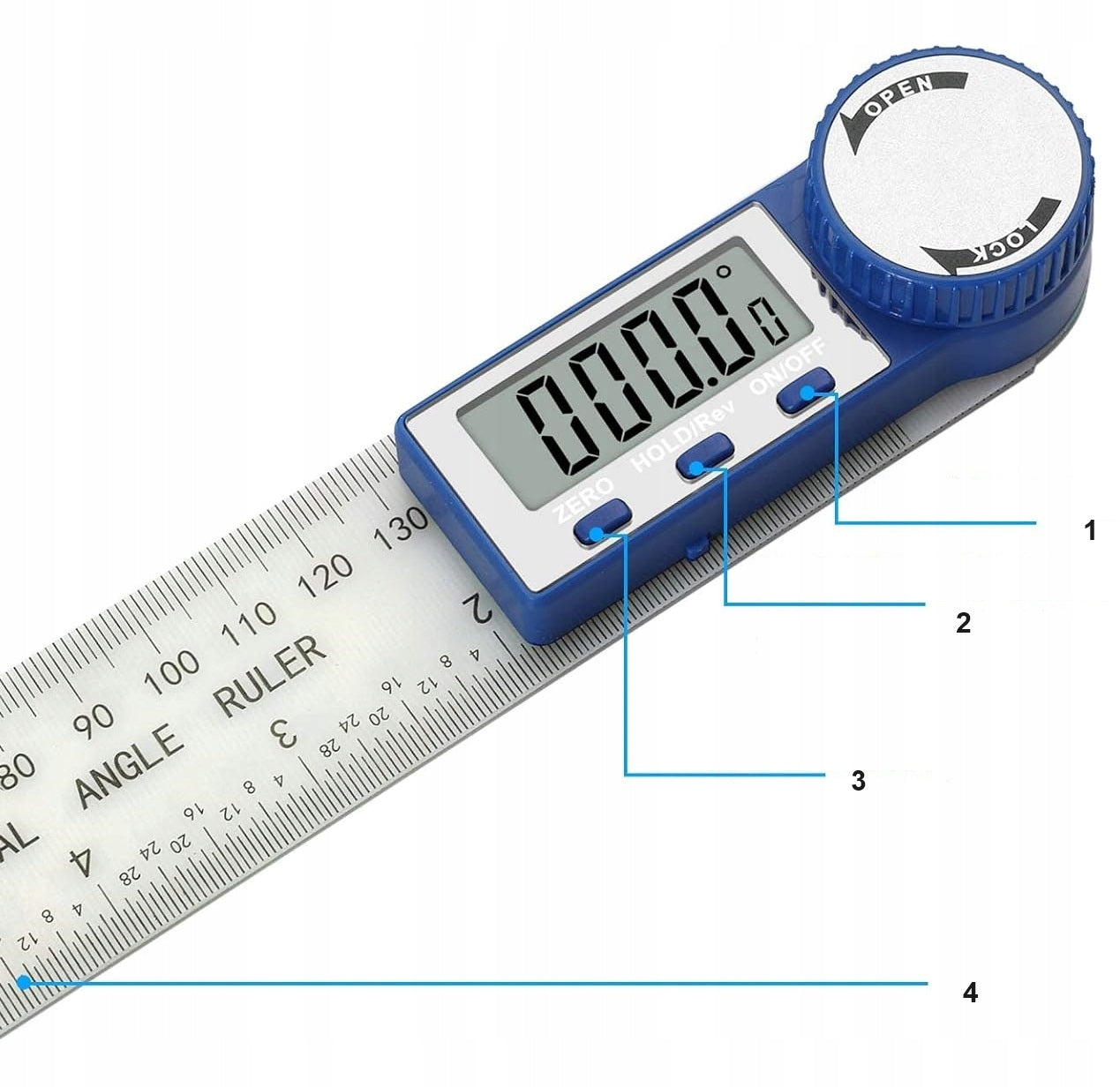 Electronic Digital Protractor 200mm 360° Material synthetic material
