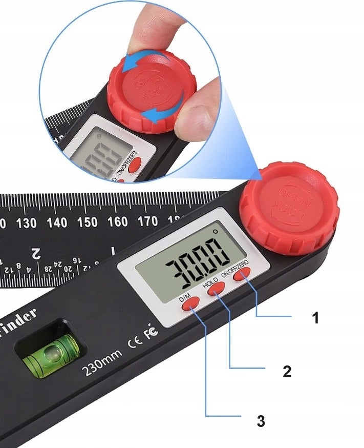 Electronic Digital Protractor 230mm 360° + 3 LEVELS Length (mm) 200