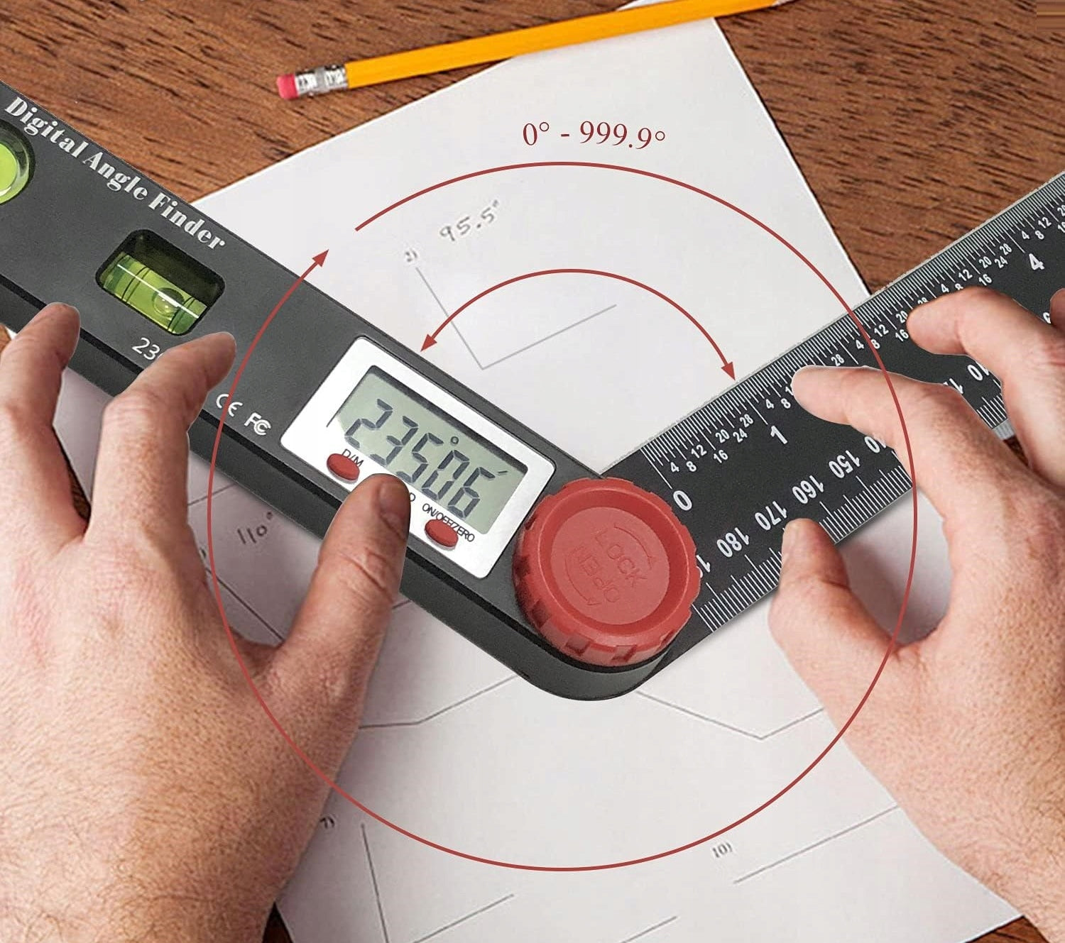 Electronic Digital Protractor 230mm 360° + 3 LEVELS Material synthetic material