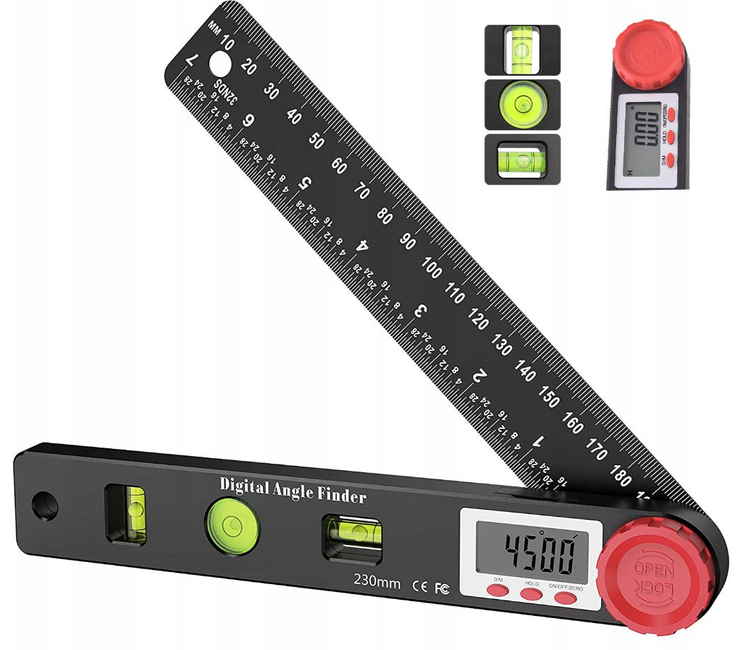 Electronic Digital Protractor 230mm 360° + 3 LEVELS Width 35 mm