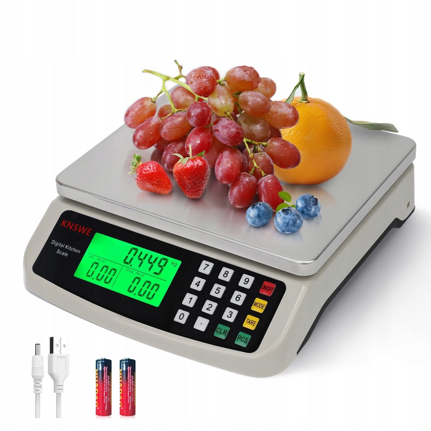 Electronic Gastronomic Scale 40kg INOX LCD TARA PCS Precision USB 1g